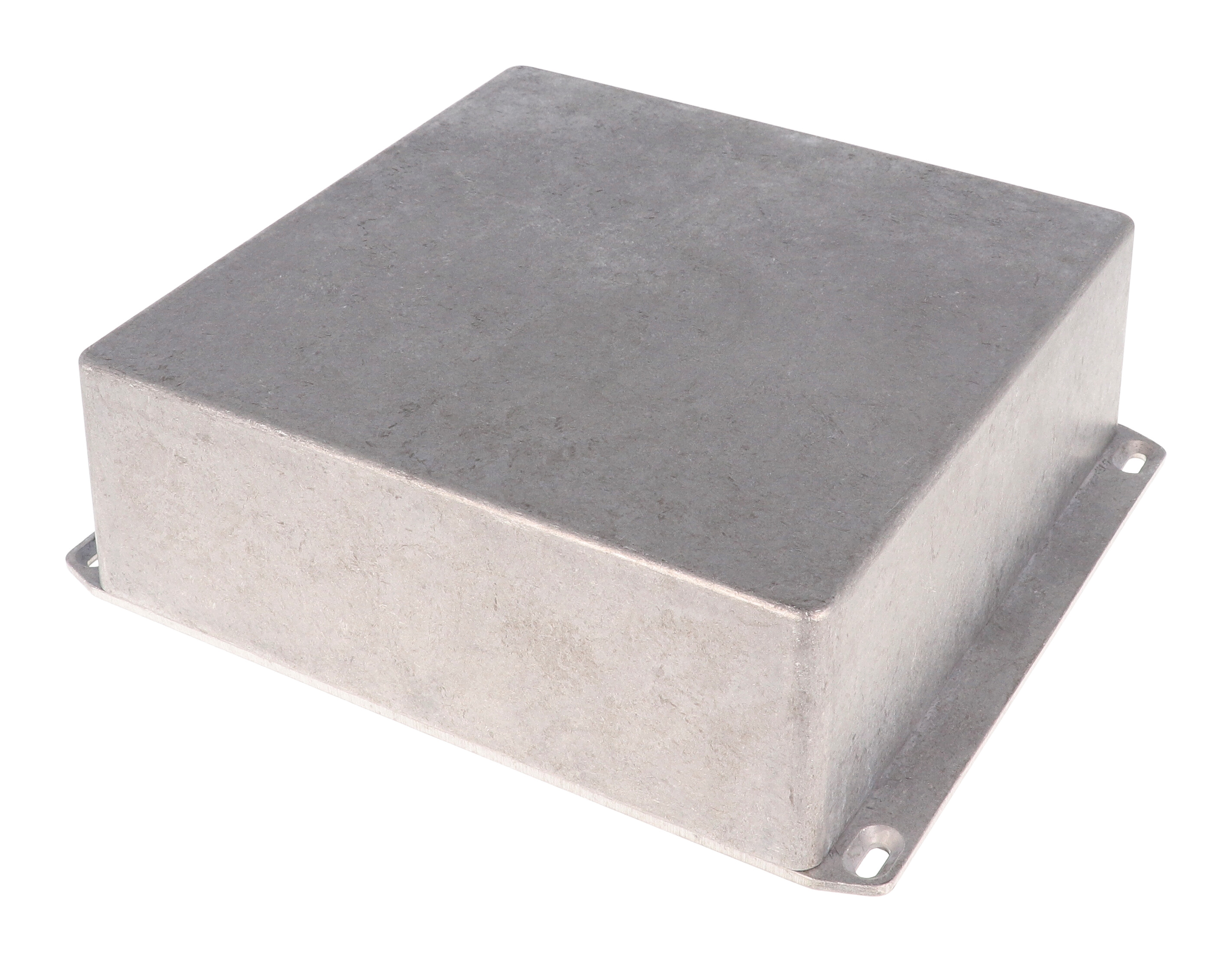 1590FFL natural square diecast aluminum enclosure with flanged wall-mounting lid, 188 x 188 x 67 mm