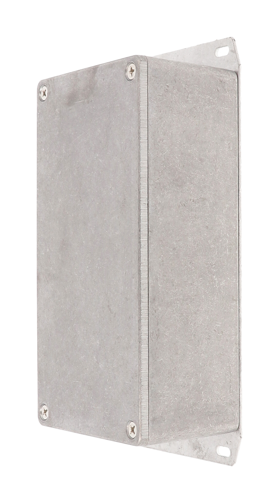1590P1F natural diecast aluminum 153 x 83 x 50 mm enclosure with welded bottom mounting flange
