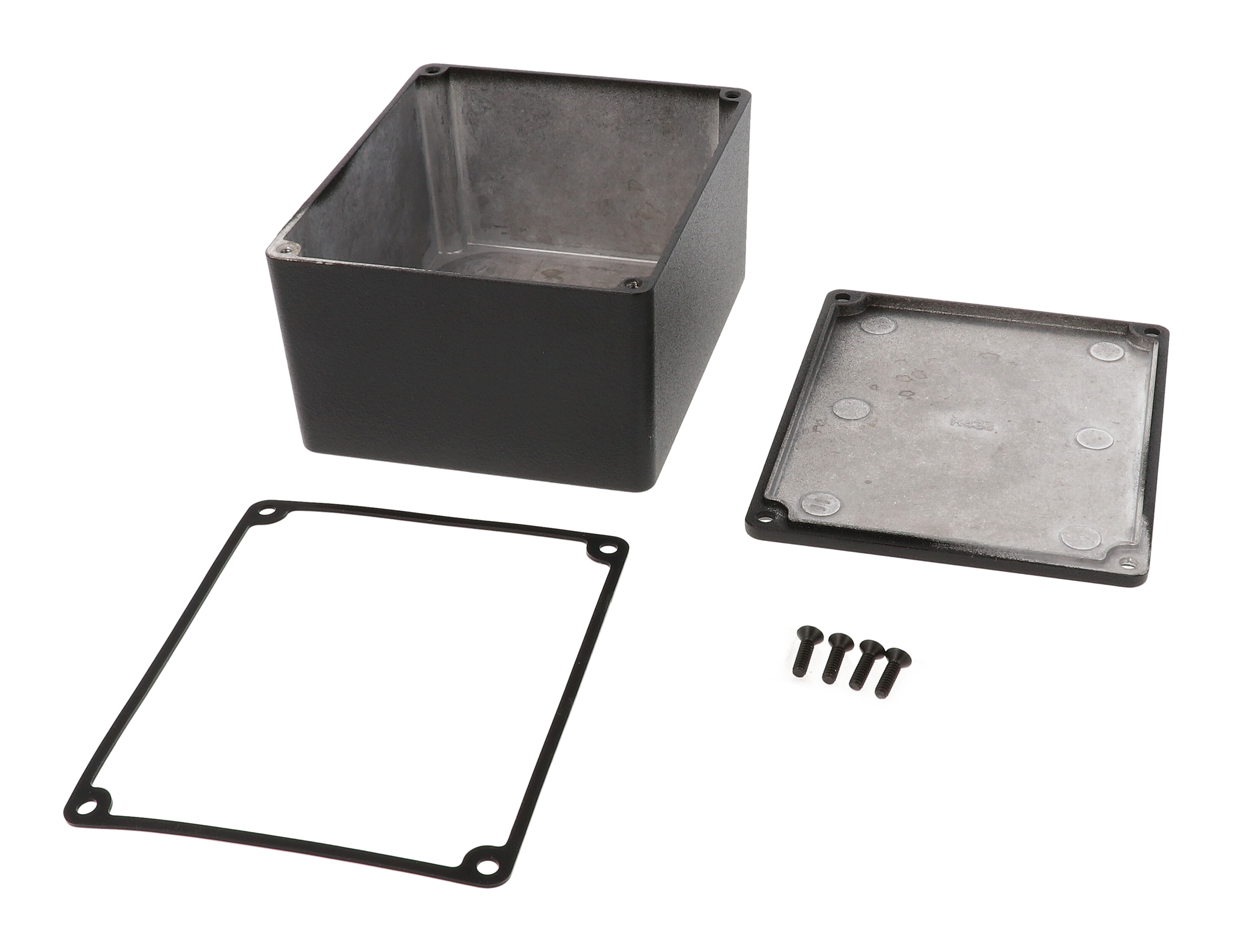 1590WCEBK textured black watertight diecast aluminum enclosure, 120 mm x 100 mm x 65 mm