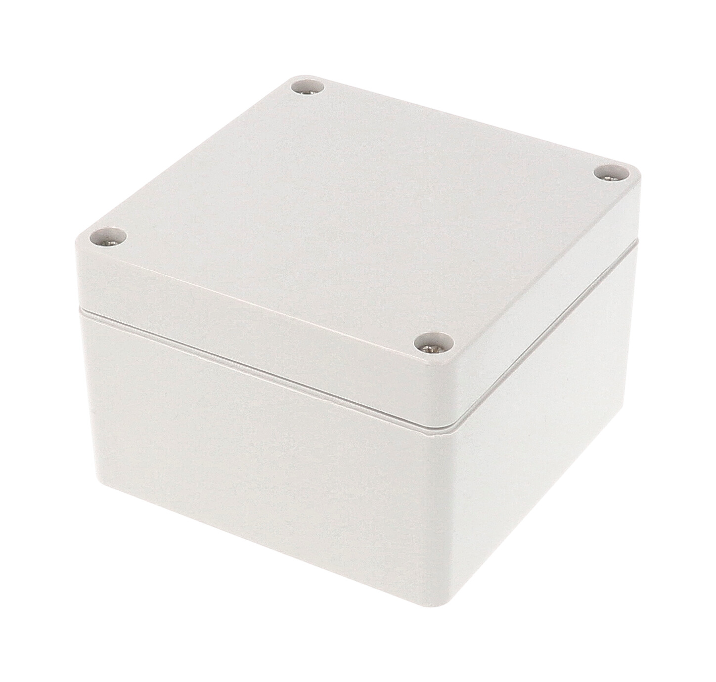 1554E2GY square light gray polycarbonate NEMA 4X enclosure, 90 x 90 x 61 mm