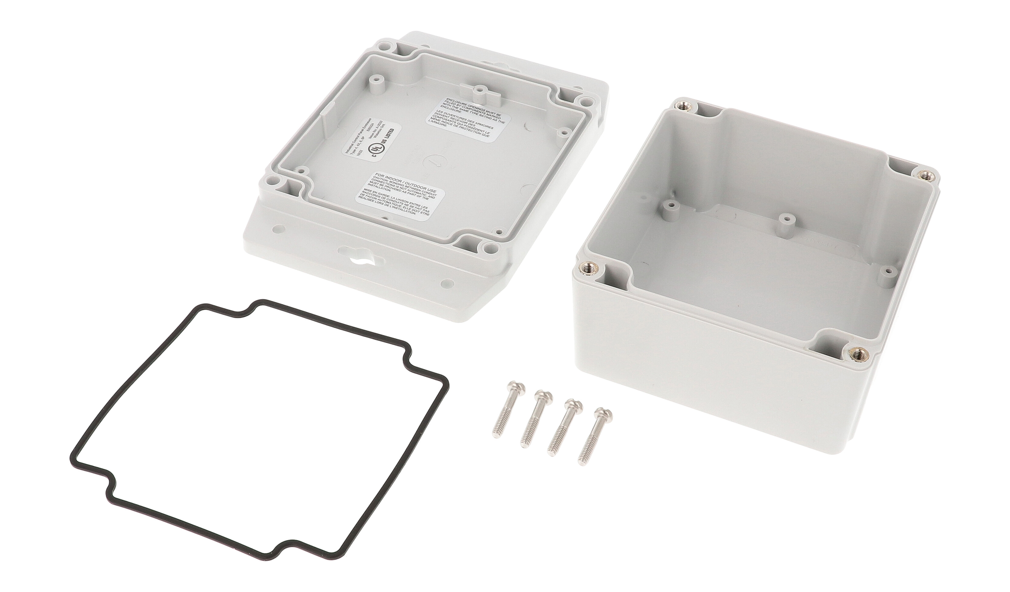 1555L2F42GY deep square light grey polycarbonate flanged enclosure