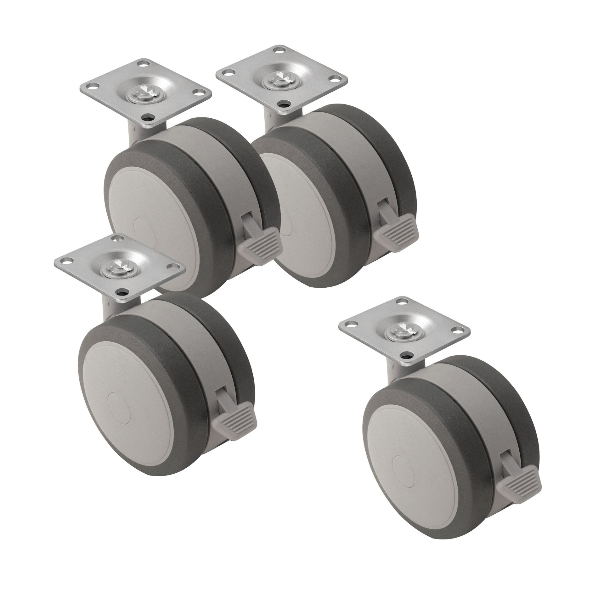 Hammond 1425BH heavy-duty rack and cabinet caster set of four 3.00 in swivel ball bearing casters with zinc plated mounting plates — view 8