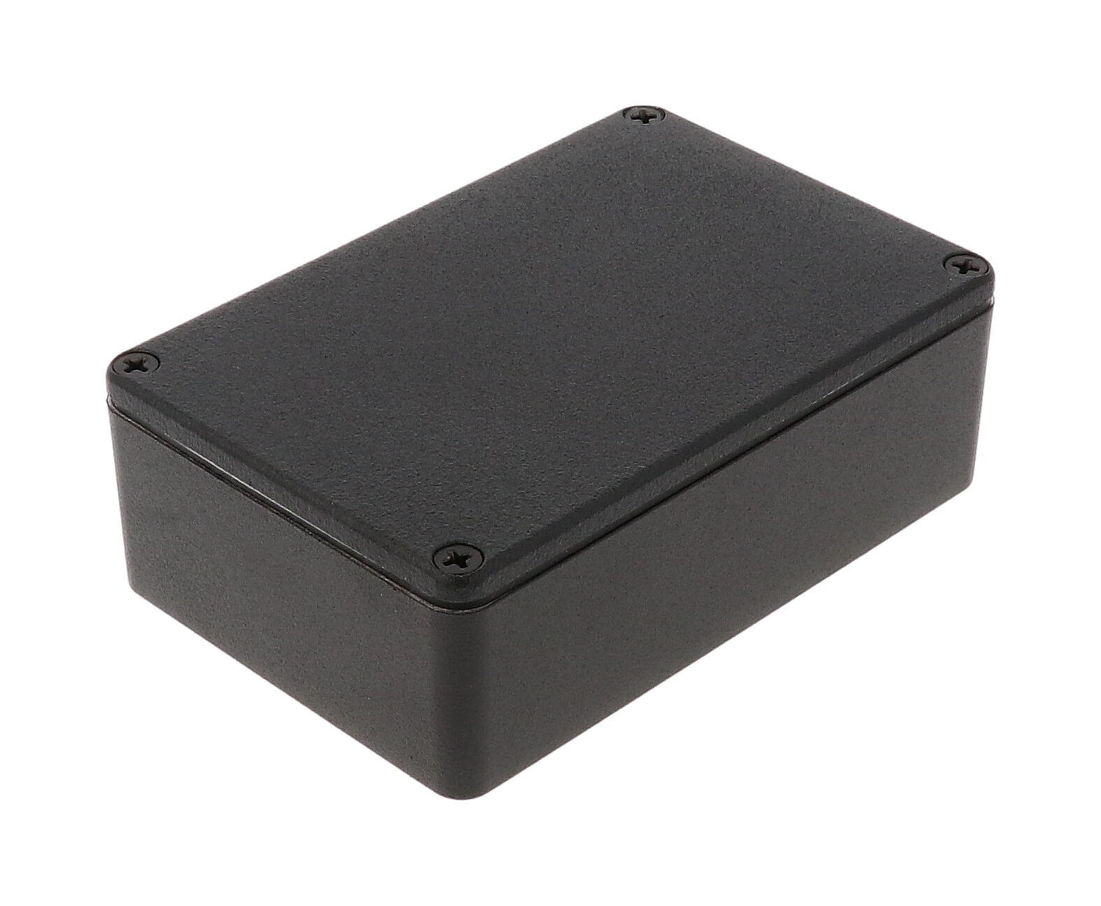 1590WB3BK black textured IP65 watertight diecast enclosure, 116 x 77 x 38 mm, no mounting flanges