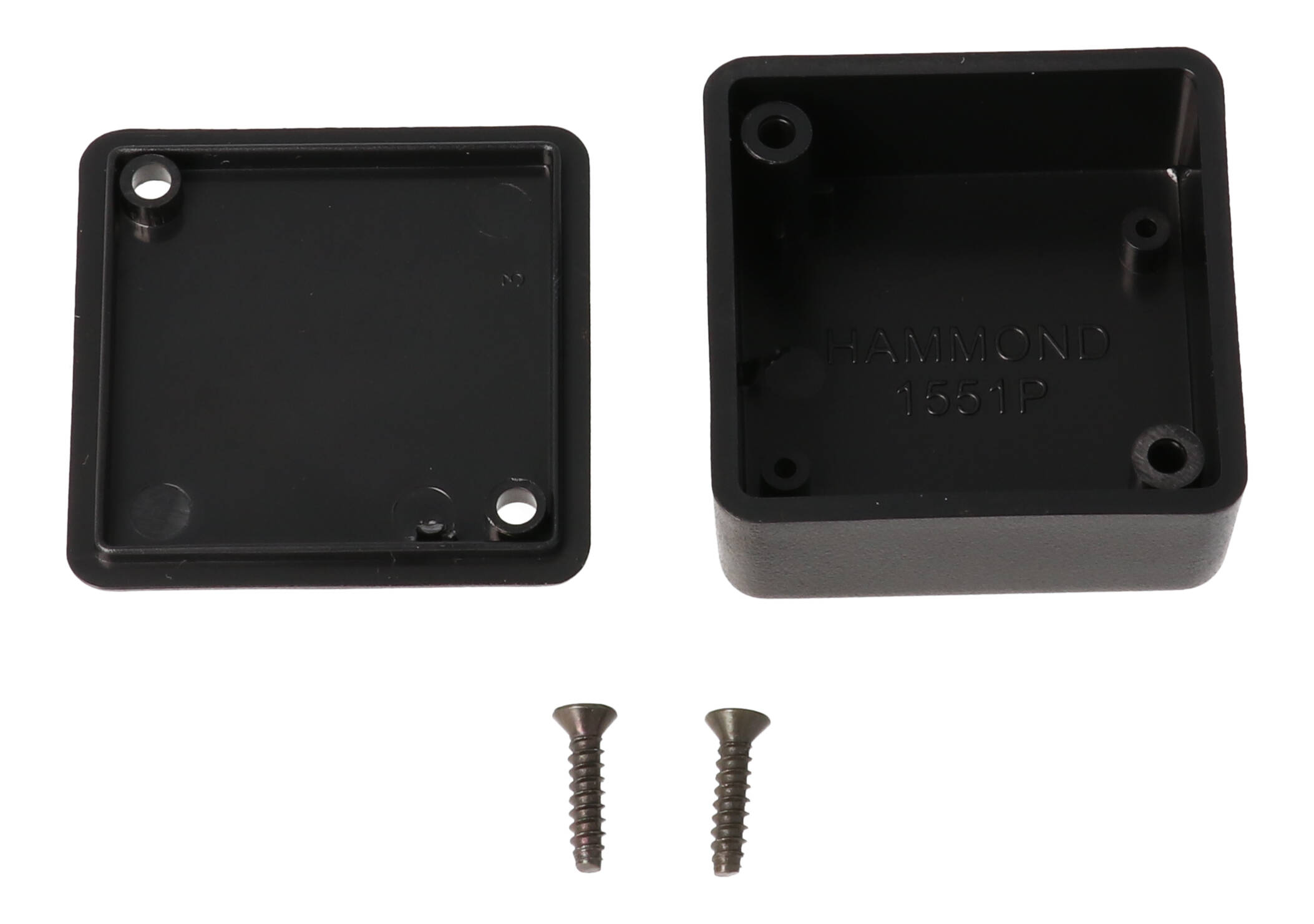 1551PBK black ABS square miniature enclosure, 40 x 40 x 20 mm