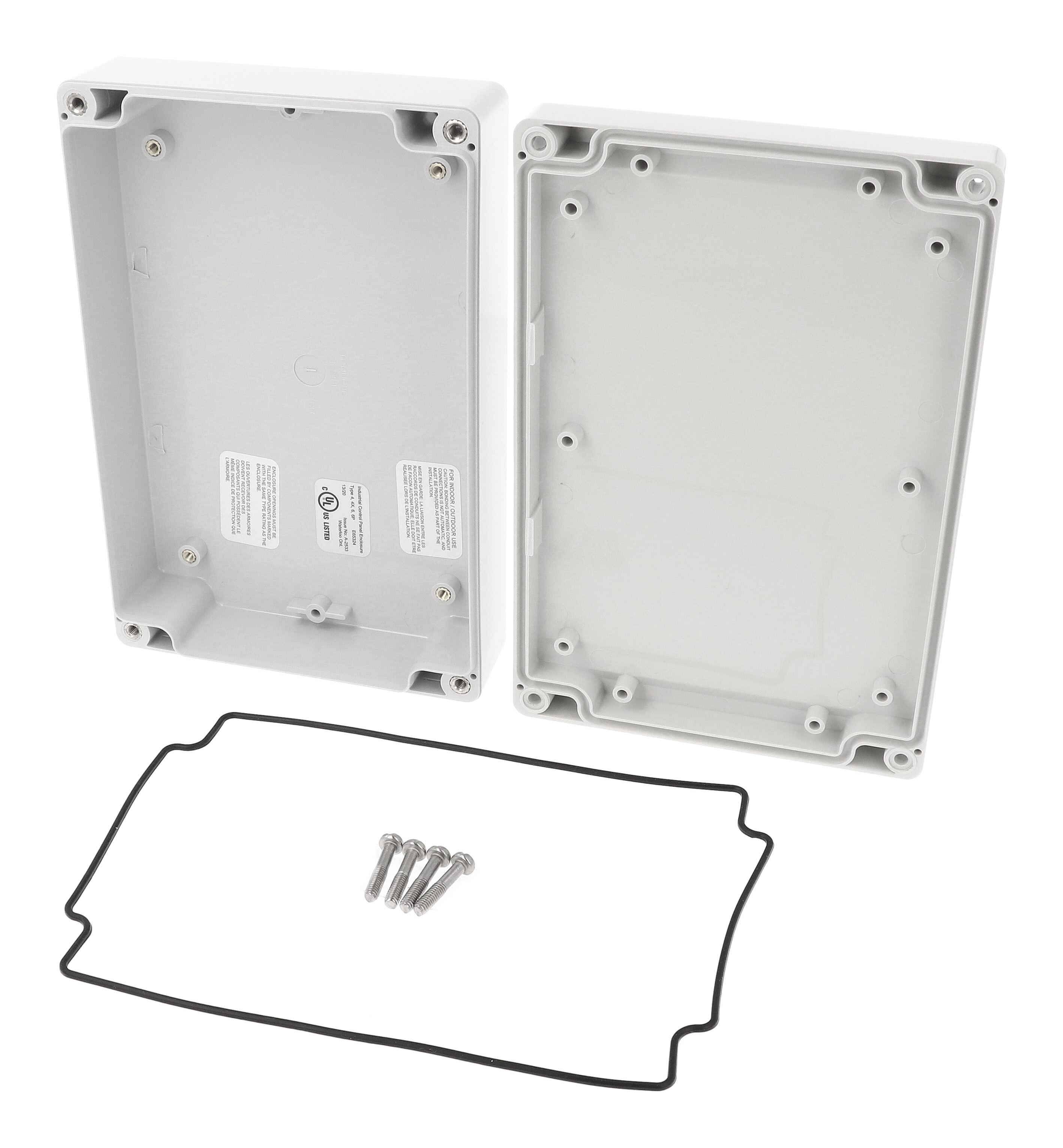 1555HL2GY low-profile light gray polycarbonate enclosure with styled lid, 180 x 120 x 46 mm