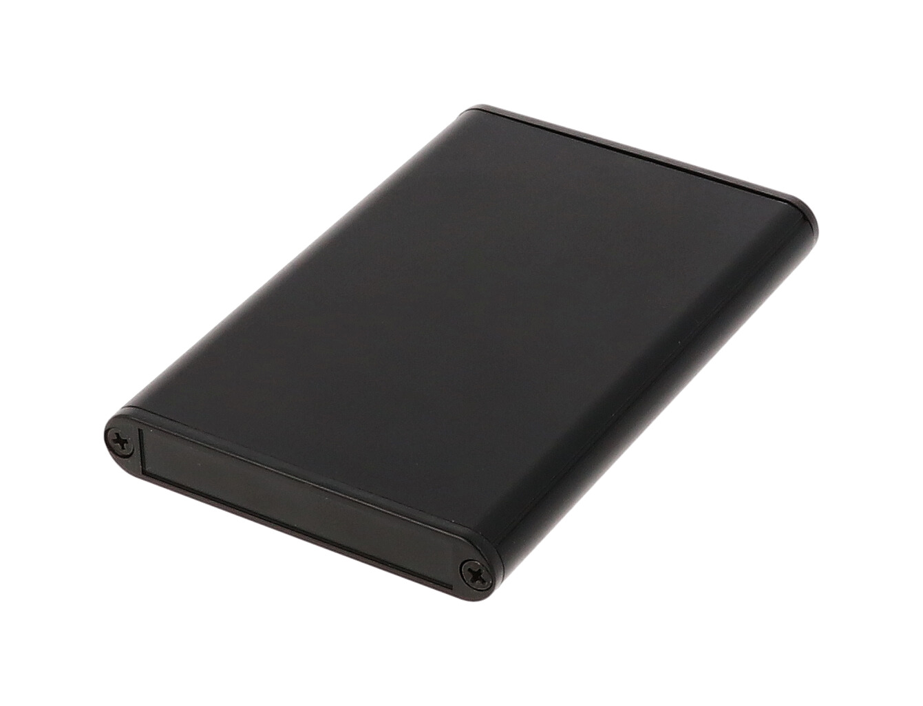 1455A1002BK black anodized extruded aluminum PC board enclosure, 100 x 70 x 12 mm, with black plastic end panels