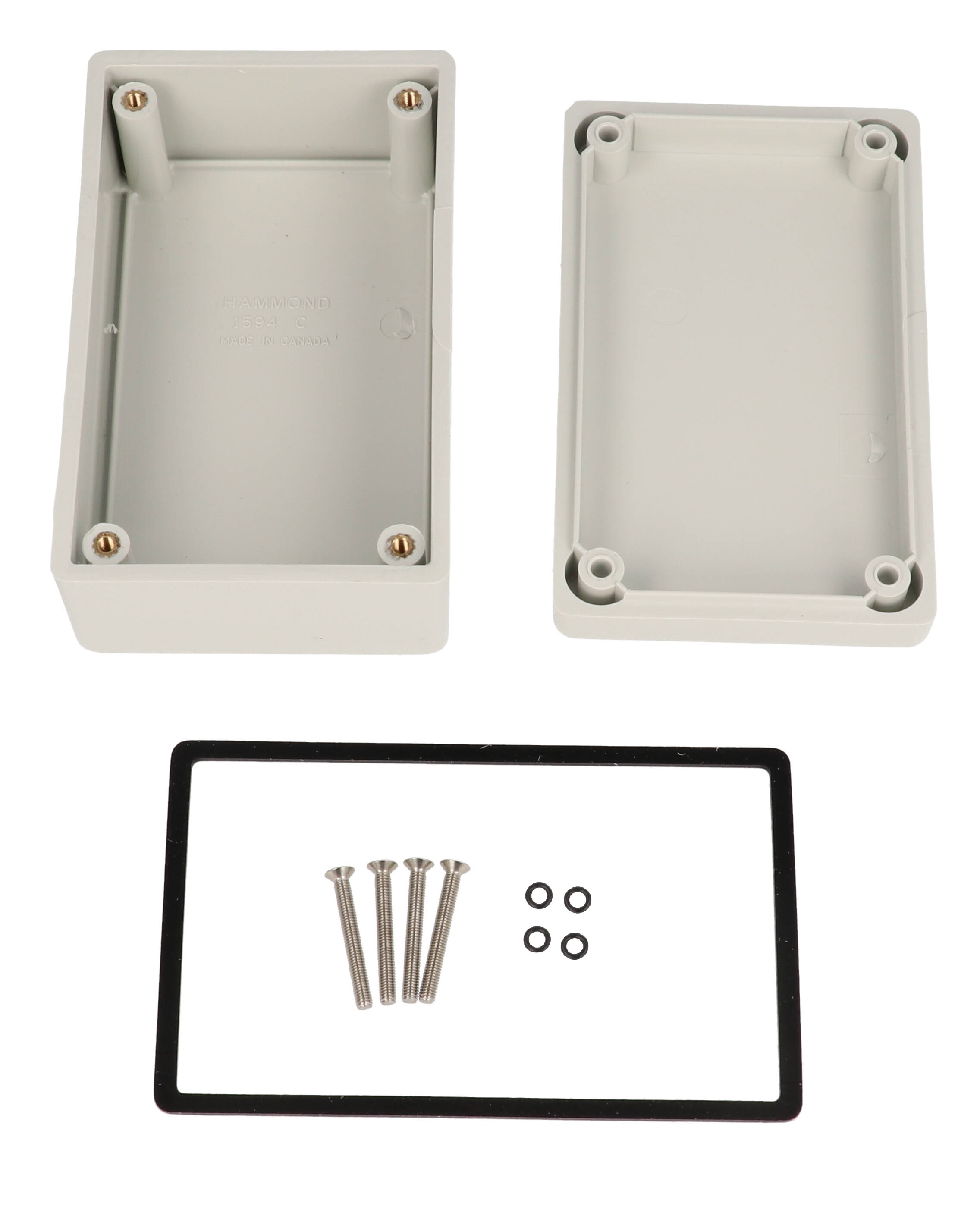 1594CWGY light gray water-tight flame retardant ABS enclosure with lid, 106 x 66 x 45 mm