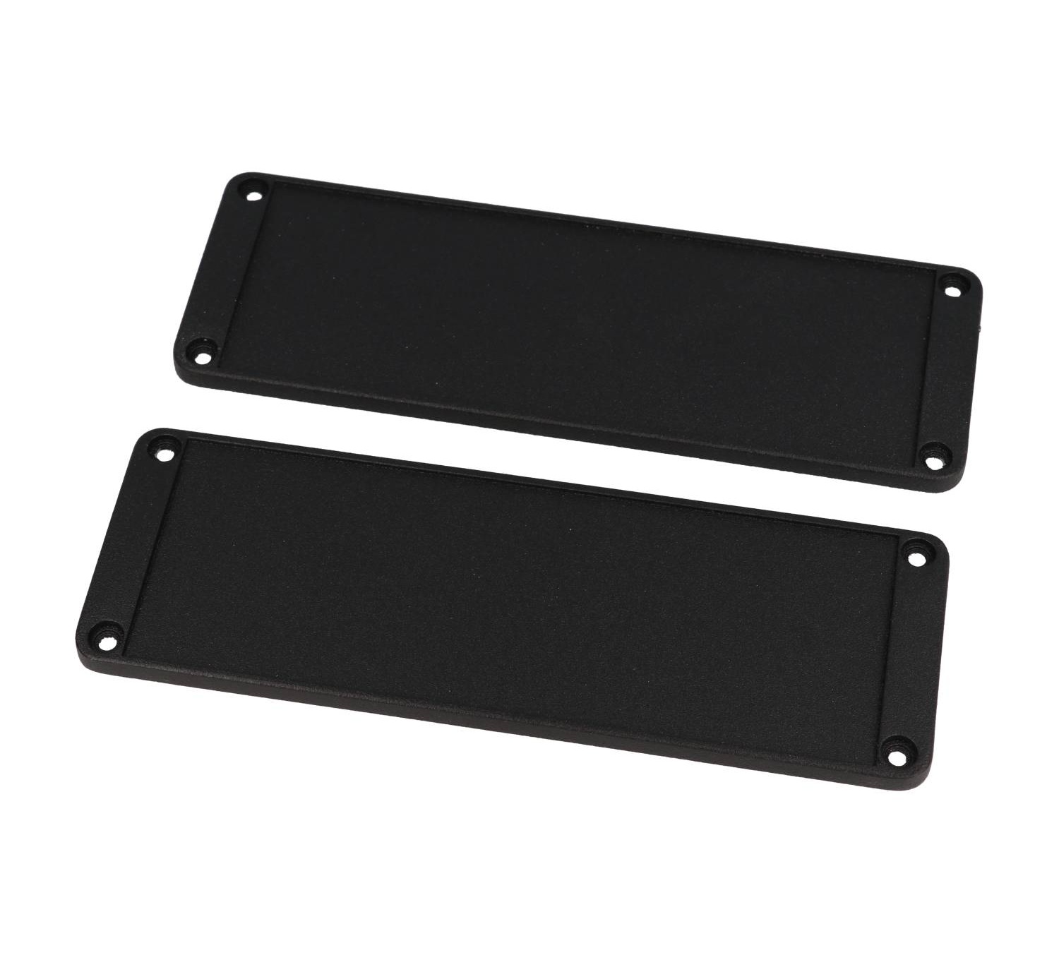 1457T2201EBK black powder coat EMI/RFI shielded extruded aluminum enclosure with flat black end panels, 220 mm x 165 mm x 55 mm