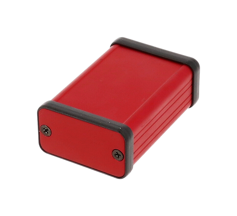 1455D601RD — red extruded aluminum enclosure w/ metal end panels