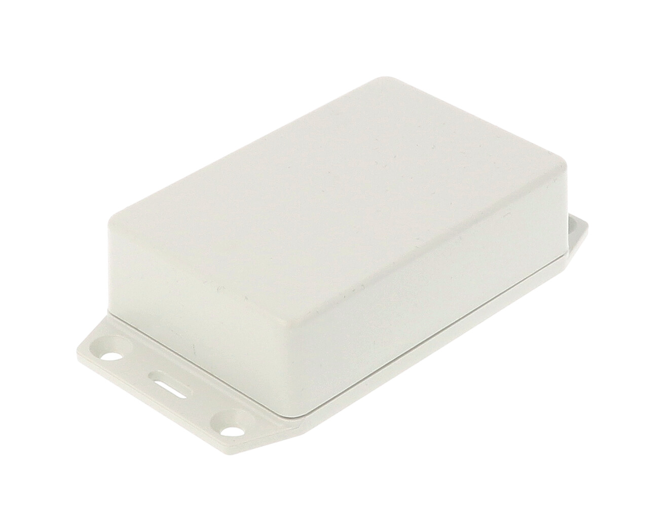 1591XXMFLGY light gray ABS plastic flanged-lid enclosure with PC board standoffs, 86 x 57 x 27 mm