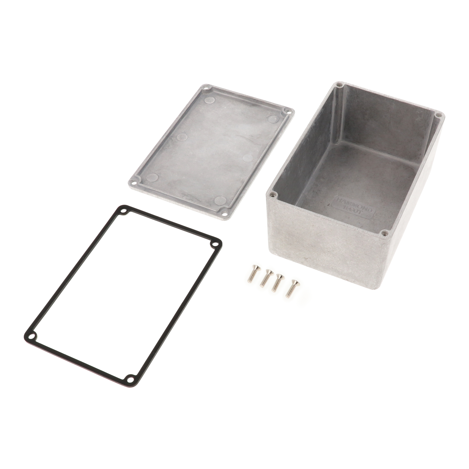 1590WT natural aluminum IP65 water-tight diecast aluminum enclosure with no mounting flanges, 120x80x59mm