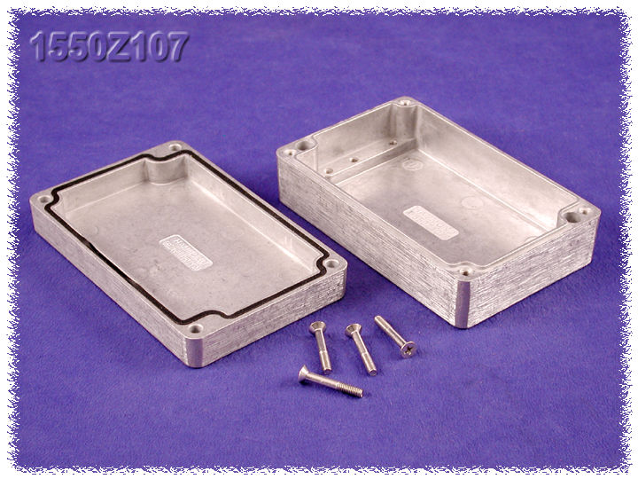 Hammond 1550Z107 natural unpainted watertight diecast aluminum enclosure, 125 x 80 x 41 mm, with lid and cover screws