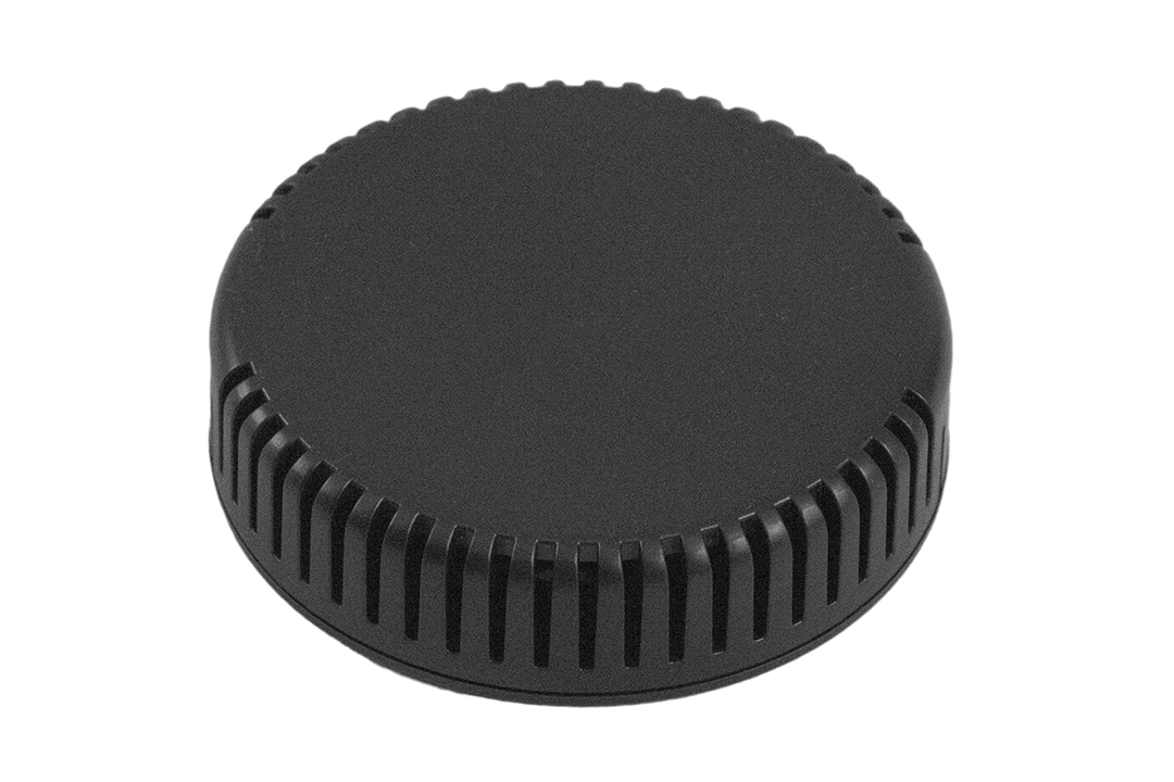 1551V13BK black vented round ABS snap-fit sensor enclosure with wall-mount base