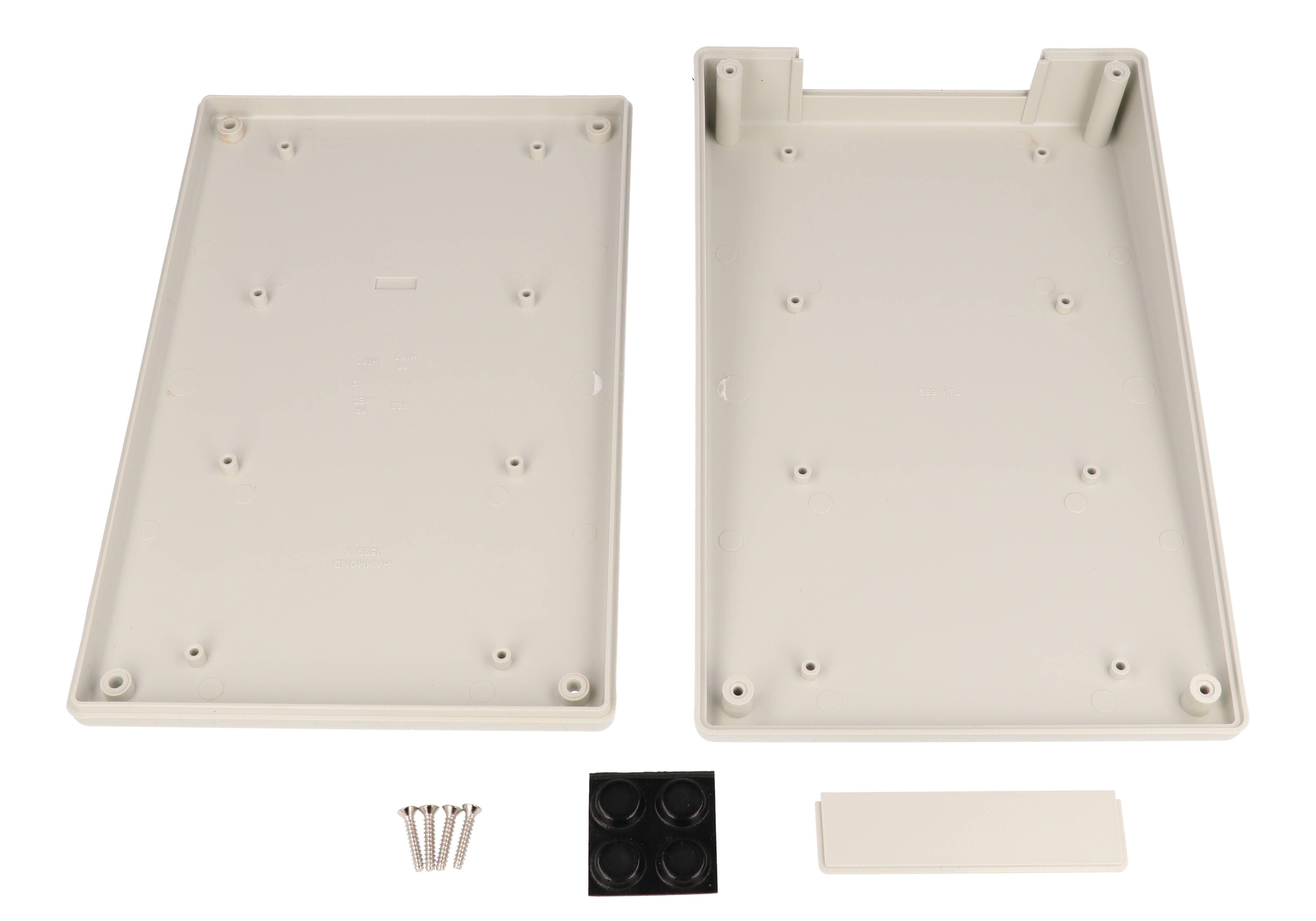 1599KSTLGY light gray long-slope ABS sloping console enclosure, 140 x 220 mm