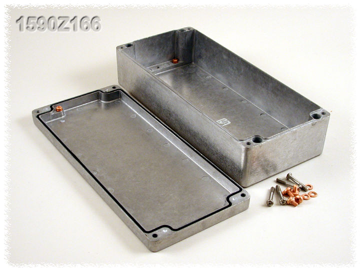 1590Z166 natural diecast aluminum watertight enclosure, 360 x 160 x 90 mm