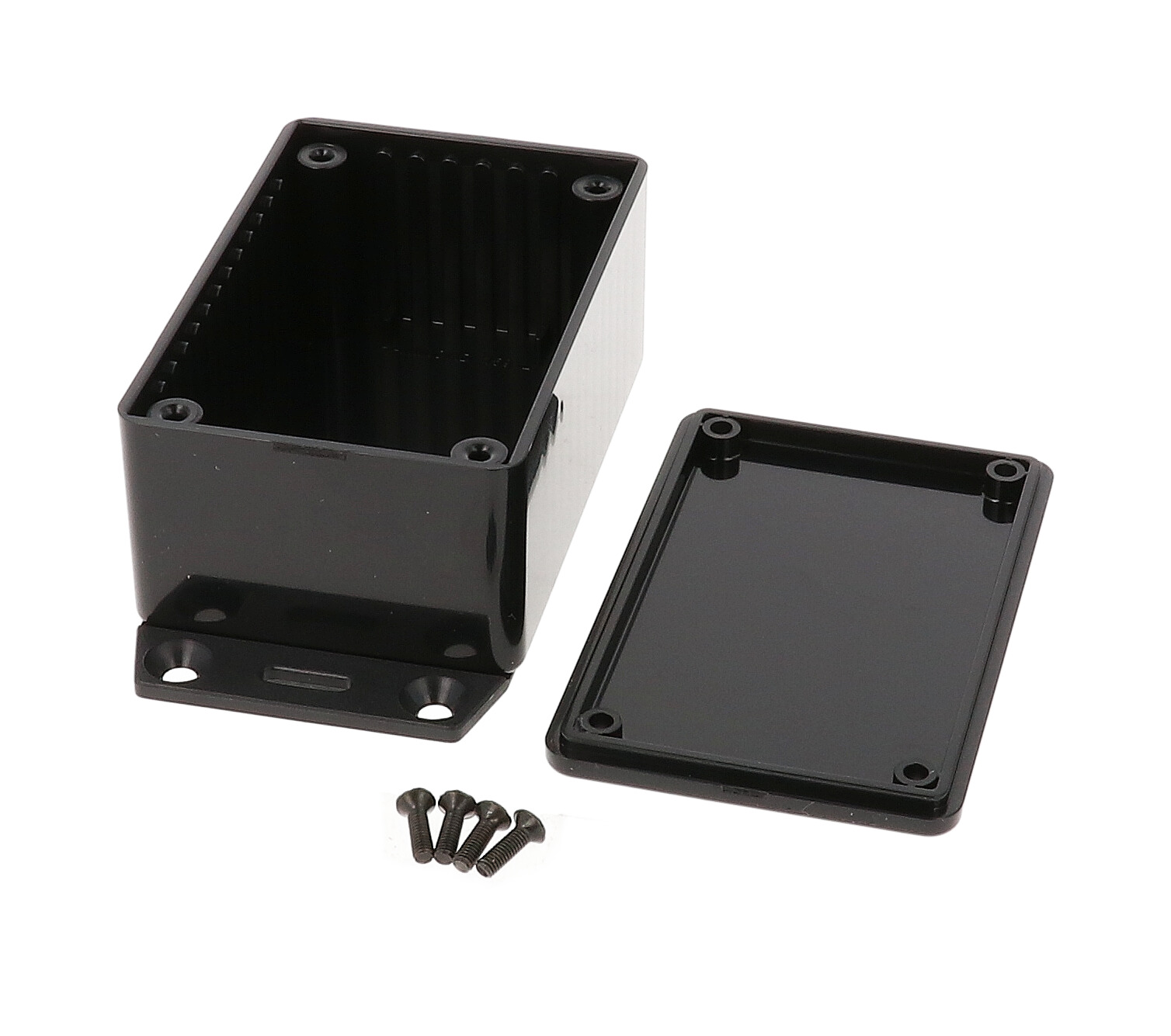 1591LF2SBK black general purpose ABS enclosure with bottom mounting flange