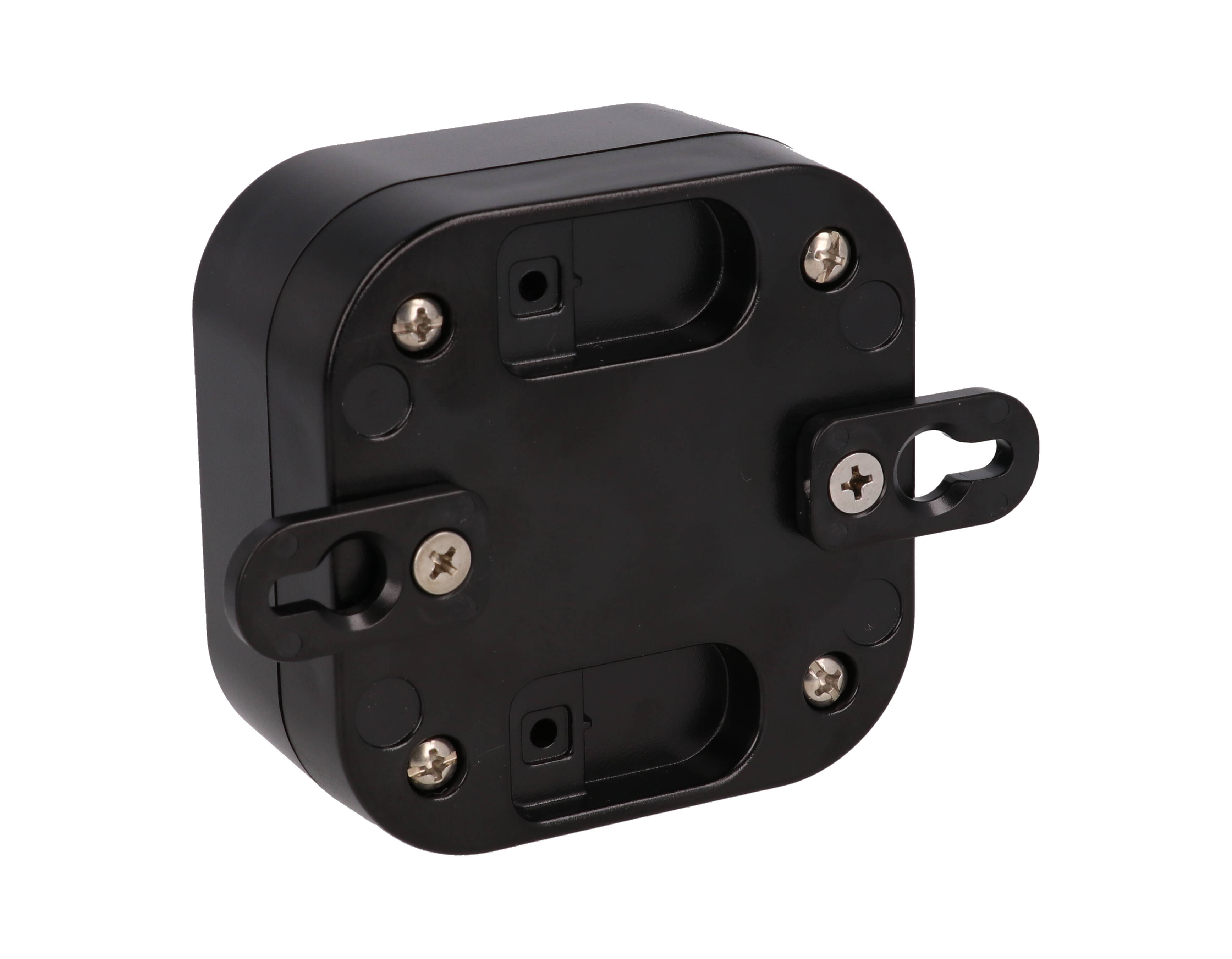 1557B2BK black polycarbonate watertight enclosure, 80 x 80 x 45 mm, with gasketed lid
