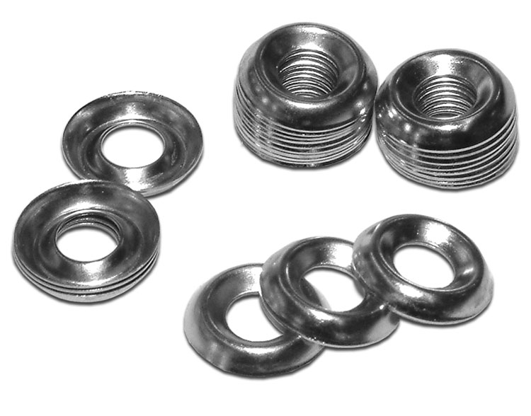 Hammond 1421100 clamshell package of 100 nickel-plated 10-32 oval head rack screws with 100 metal cup finishing washers — view 5