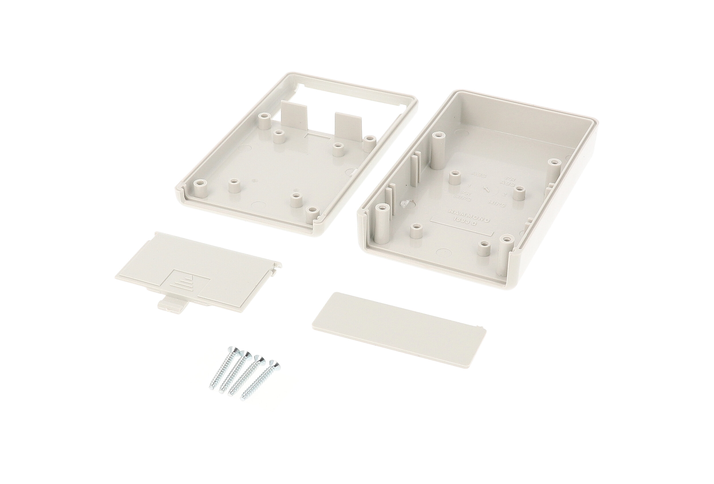 1593QGY light gray ABS hand-held instrument enclosure, 112 mm long