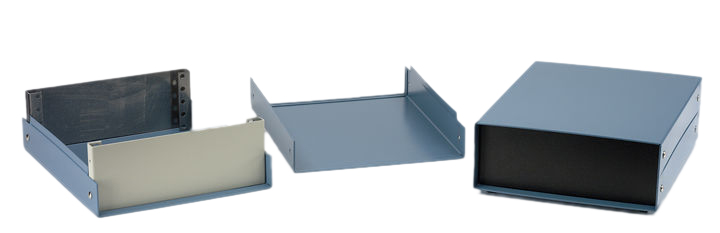 Hammond 1458G5B 10 x 8 x 5 in gulf blue 18 gauge steel instrument enclosure with aluminum end panels — view 2