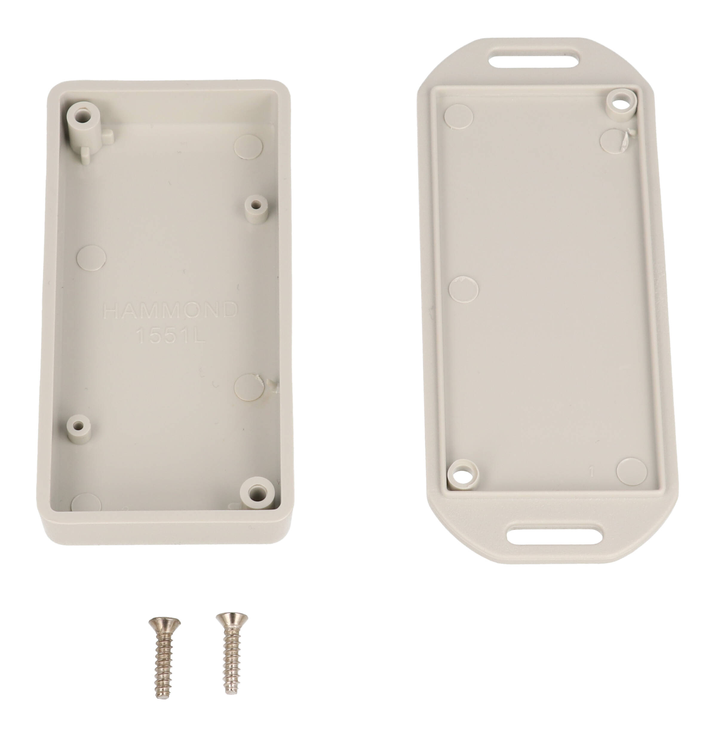 1551LFLGY light gray ABS enclosure with flanged lid, 80 x 40 x 15 mm