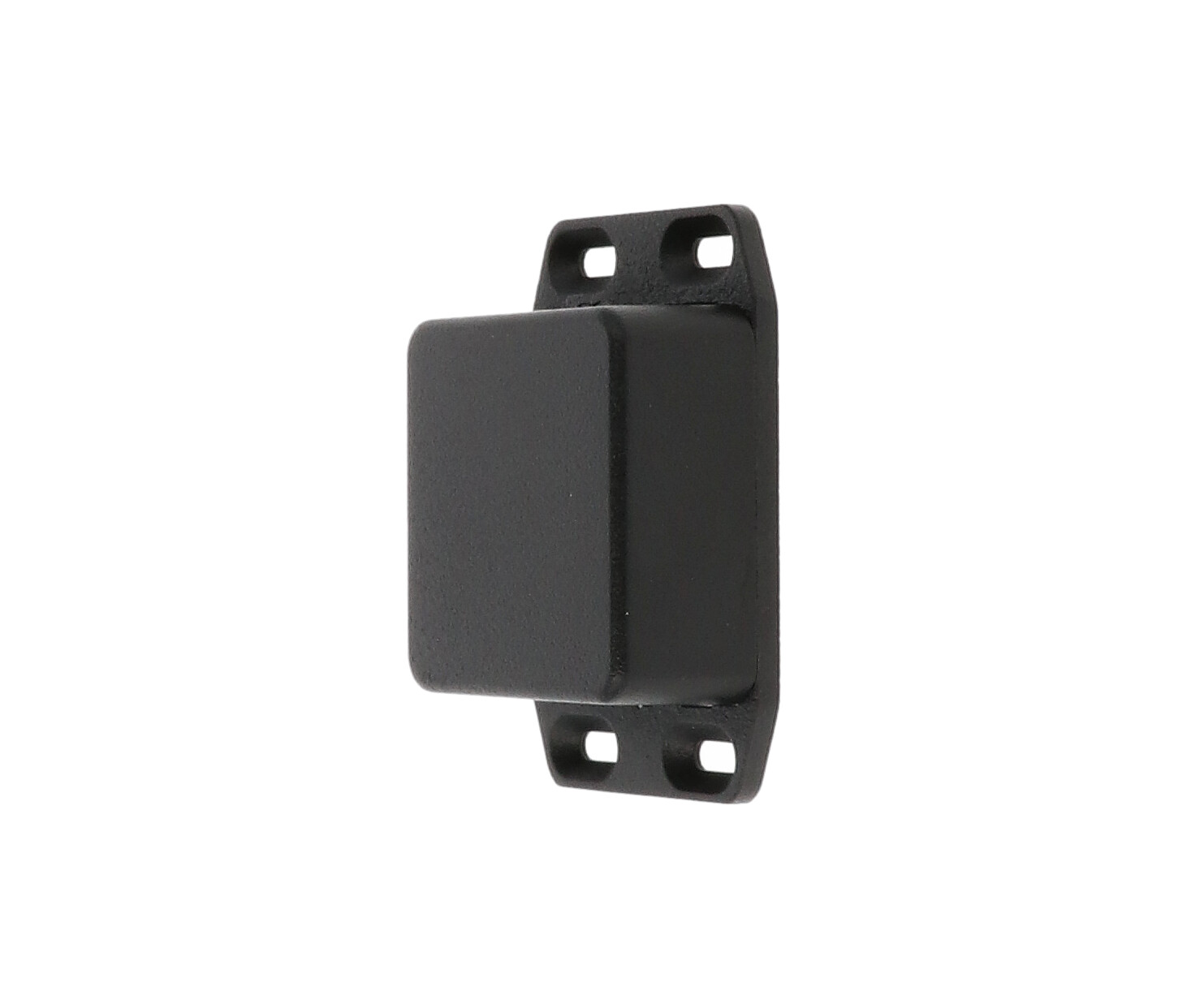 1590LLBFLBK black textured 51 x 51 x 25 mm diecast aluminum enclosure with flanged mounting lid