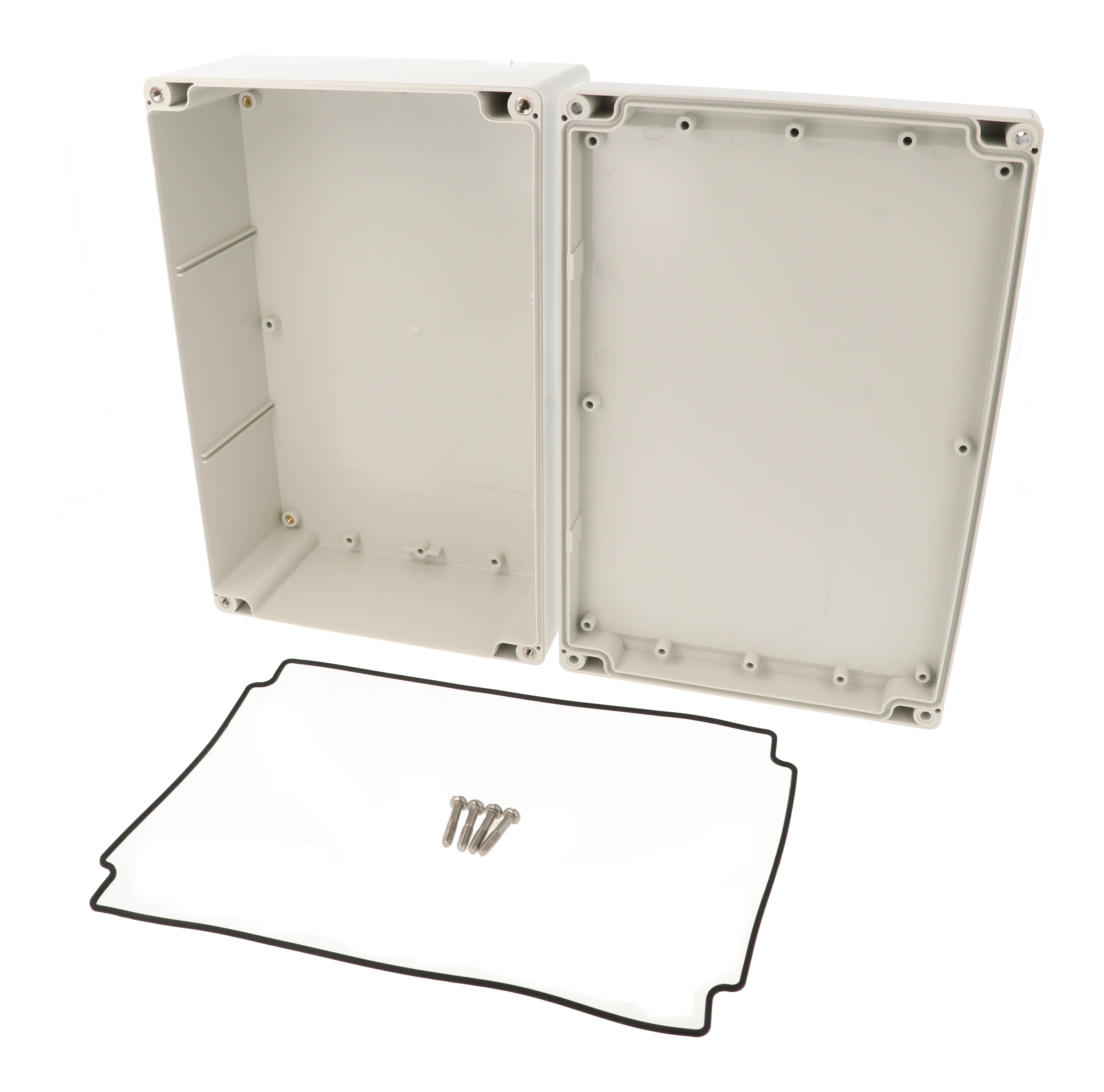 1555VGY light gray ABS watertight enclosure, 240 x 160 x 91 mm, with gasketed lid