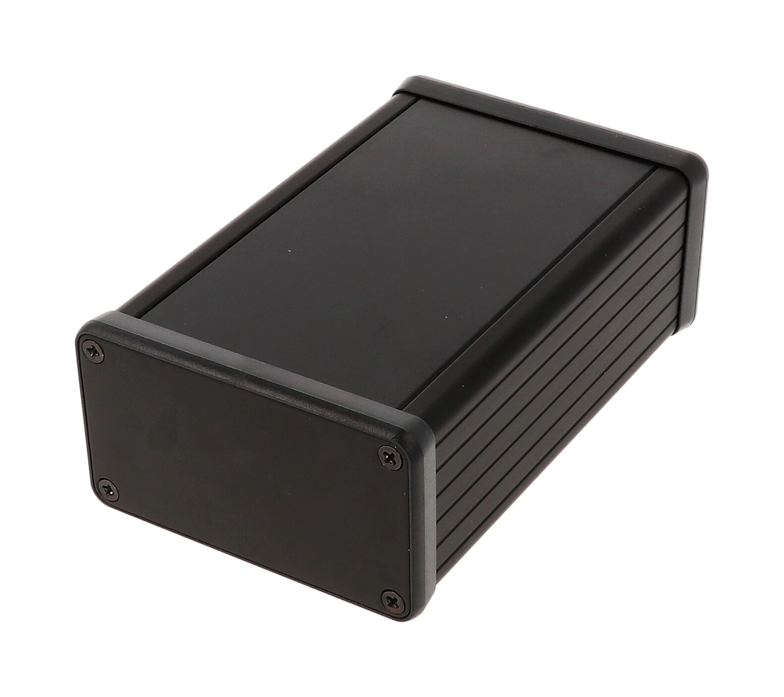 1455K1201BK — black extruded aluminum enclosure w/ metal end panels
