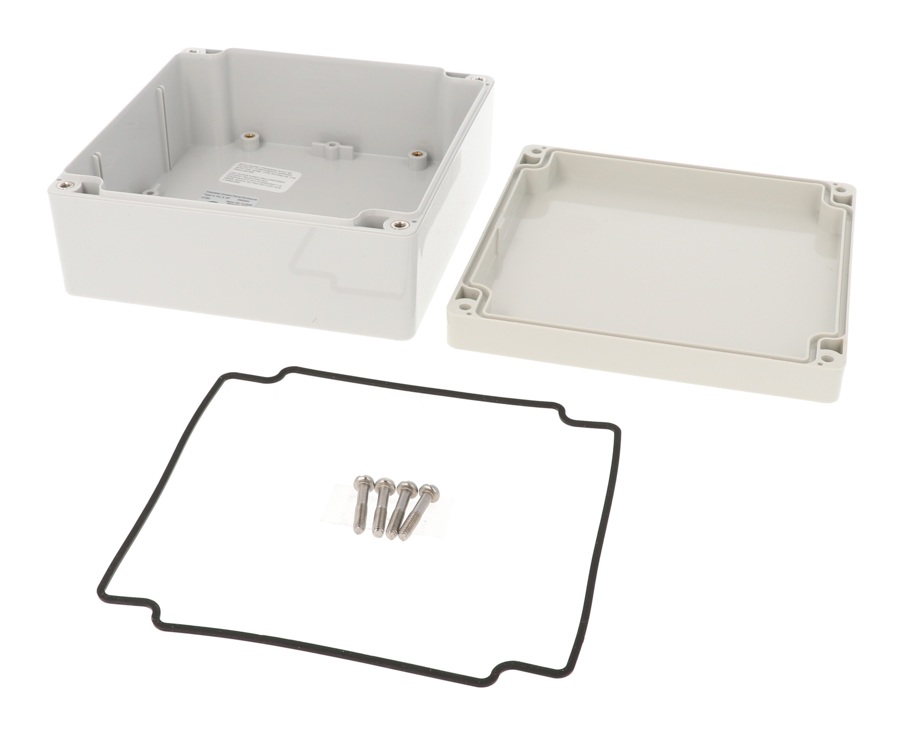 1554Q2GY light gray polycarbonate watertight enclosure, 140 x 140 x 60 mm
