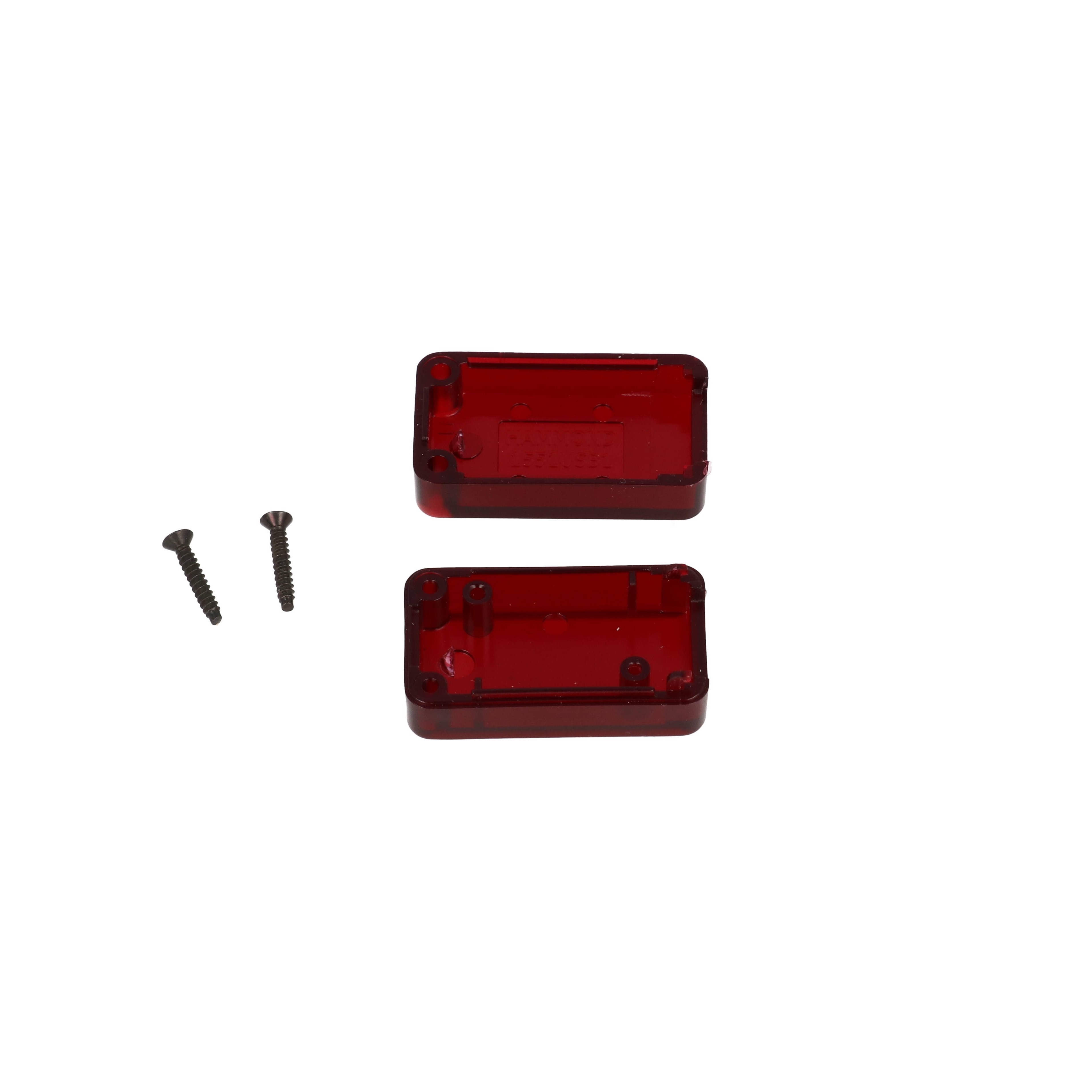 1551USB1TRD translucent red ABS plastic miniature USB enclosure, 35 x 20 mm, with USB-A opening and recessed lid