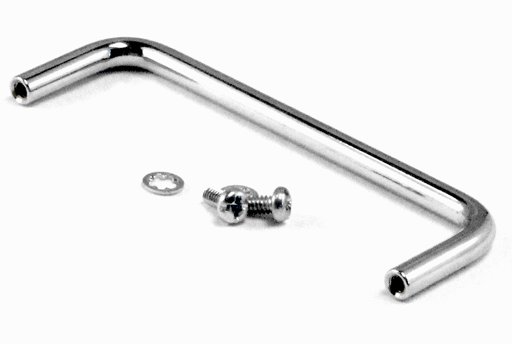 Hammond 1427S3 chrome round steel chassis handle with 4.00 in mounting hole centers — view 3
