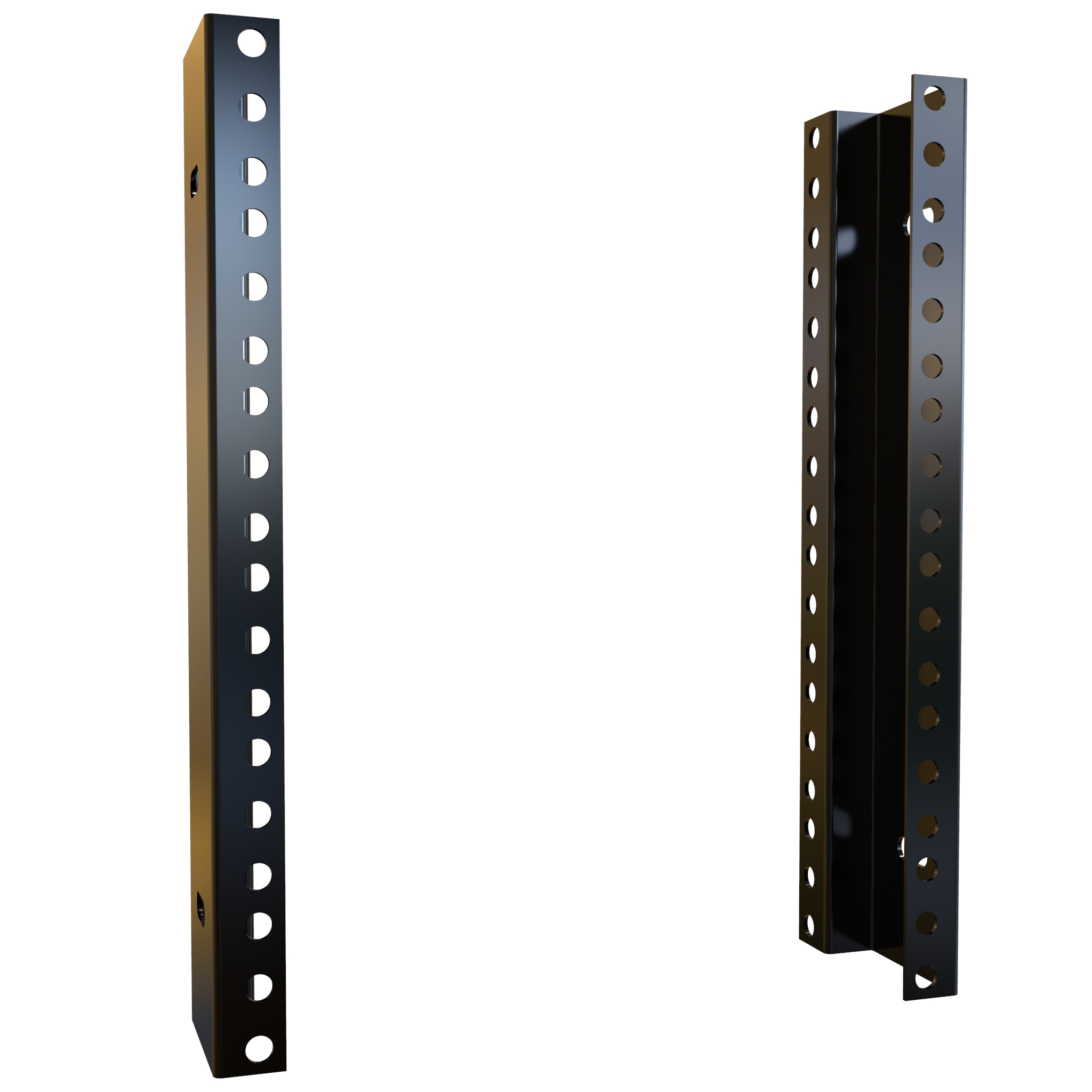 Hammond RCHR1908 pair of 5U round-hole formed rack mount rails in textured black powder coat for RCH cabinets
