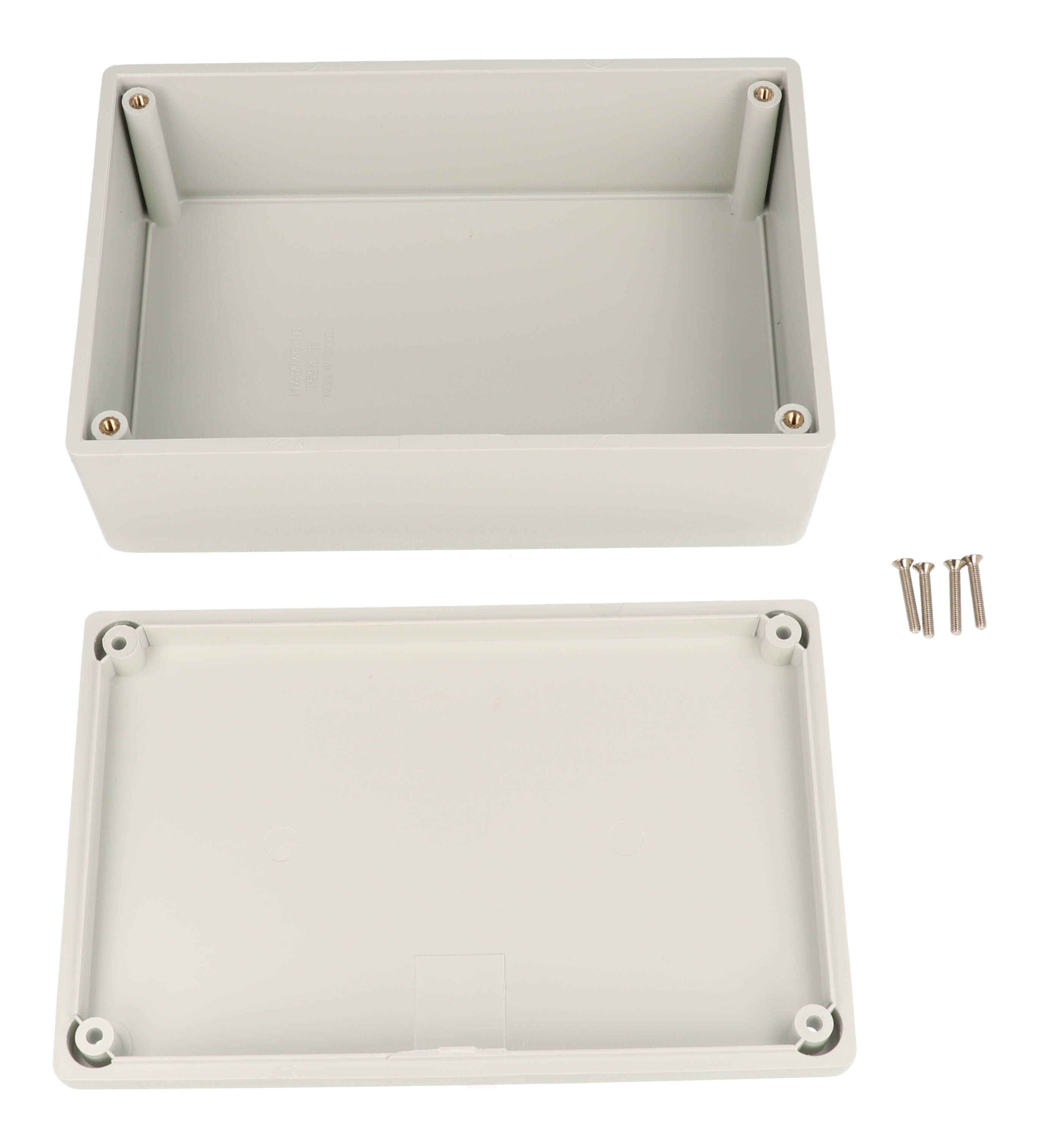1594EGY light gray flame retardant ABS enclosure with lid, 167 x 107 x 65 mm