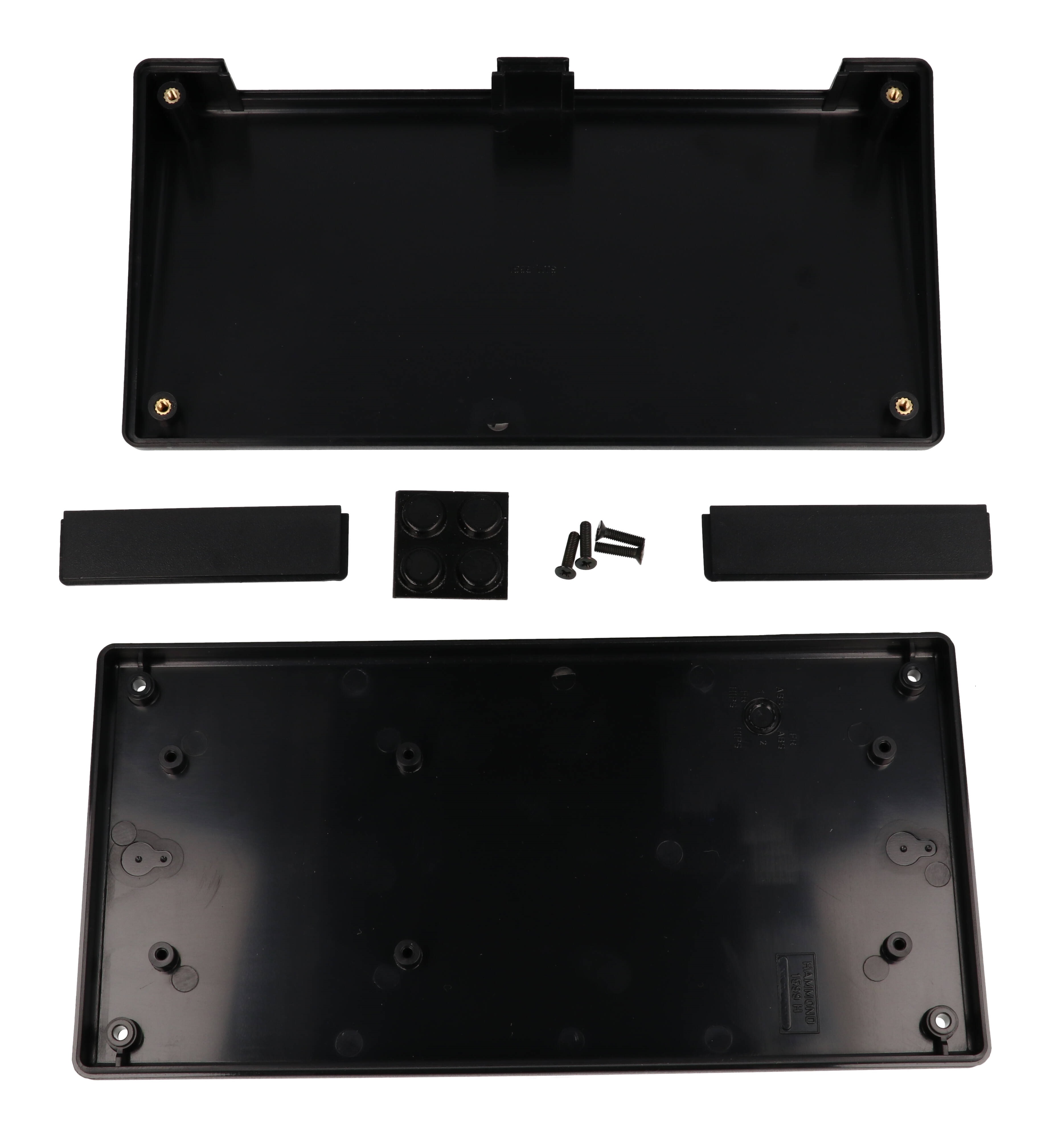 1599HTSBK black short-slope ABS sloping console enclosure, 220 x 110 mm