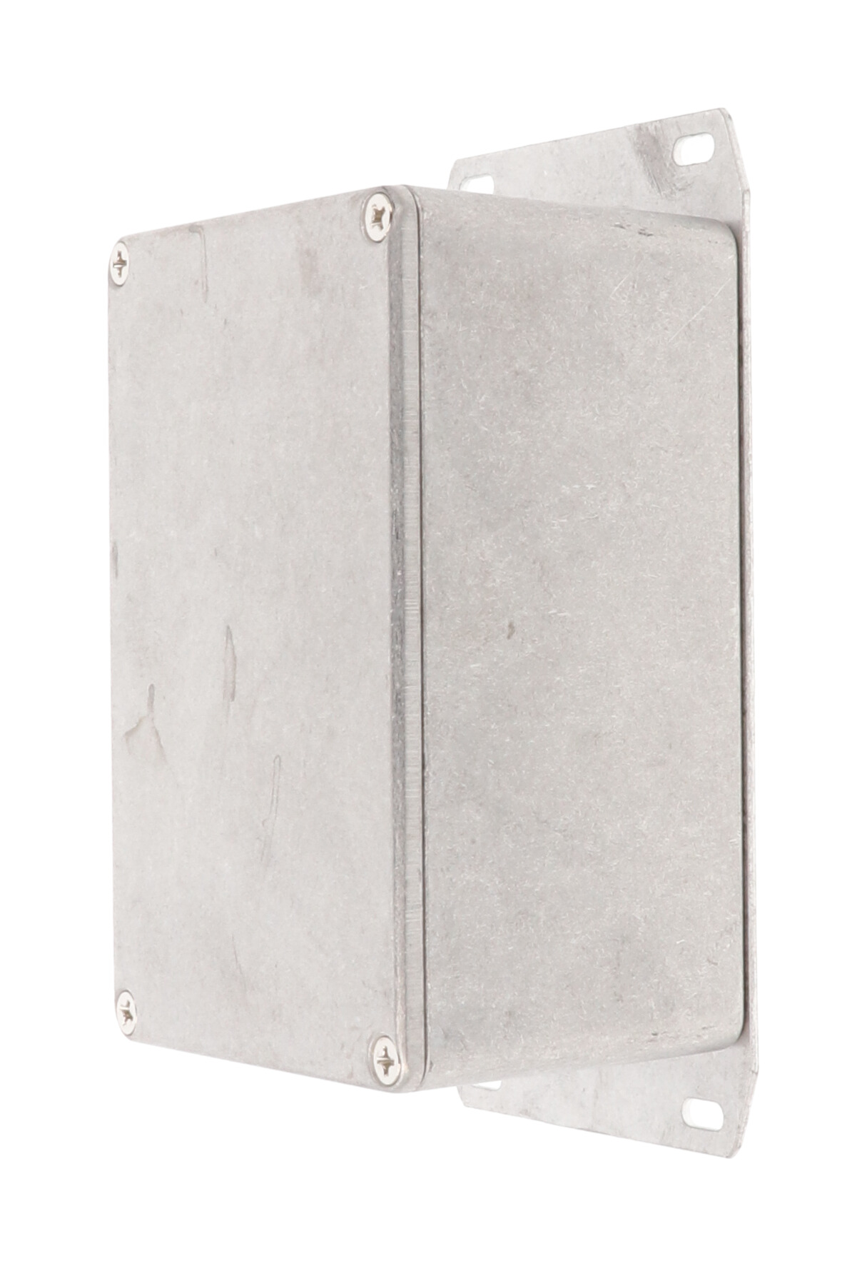 1590TF natural aluminum diecast aluminum enclosure with flanged bottom plate, 120 x 80 x 59 mm