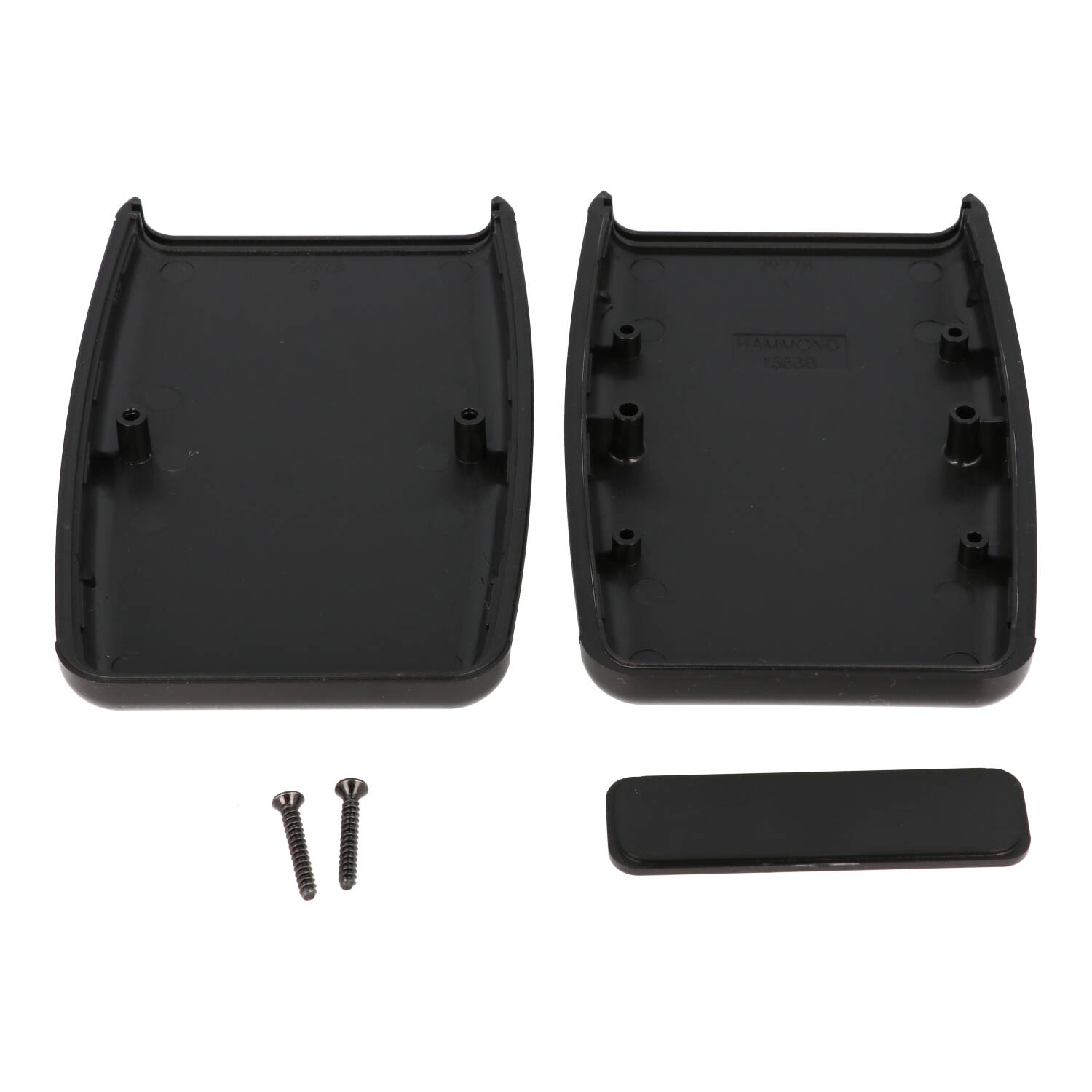 1553BBKBK black ABS handheld enclosure with black soft overmold sides