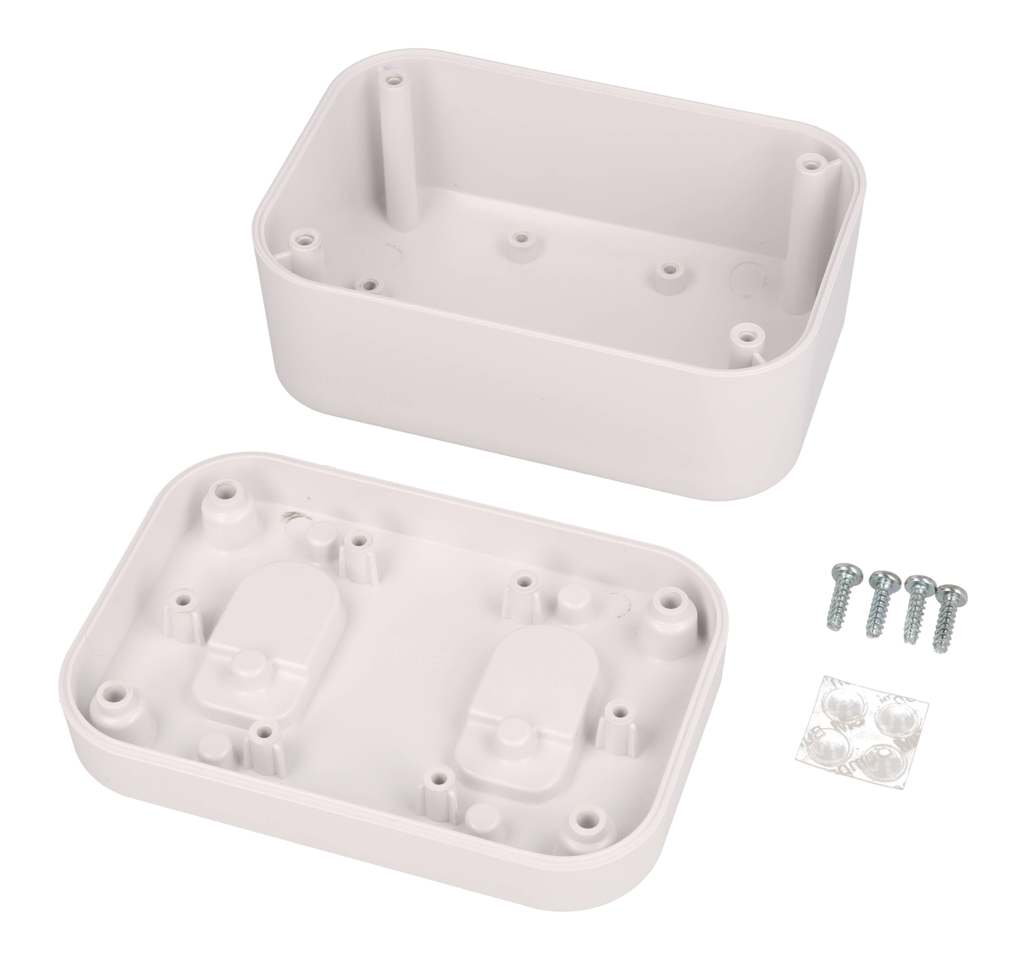 1556CAWH white flame-retardant ABS 120 x 80 x 60 mm desktop and wall-mount enclosure with rounded corners