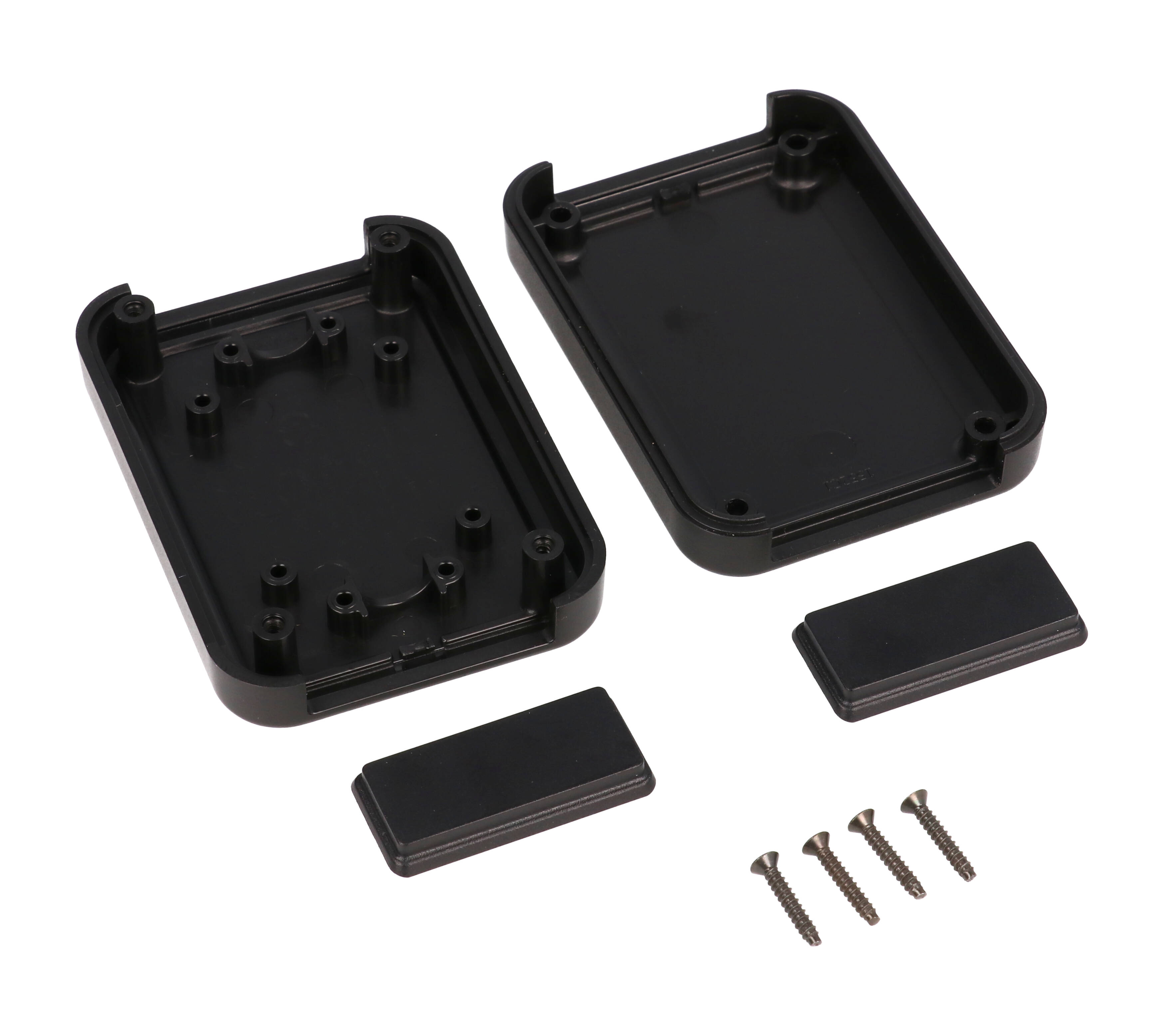 1552C1BK black 70 x 50 x 22 mm hand-held ABS plastic enclosure with removable end panels