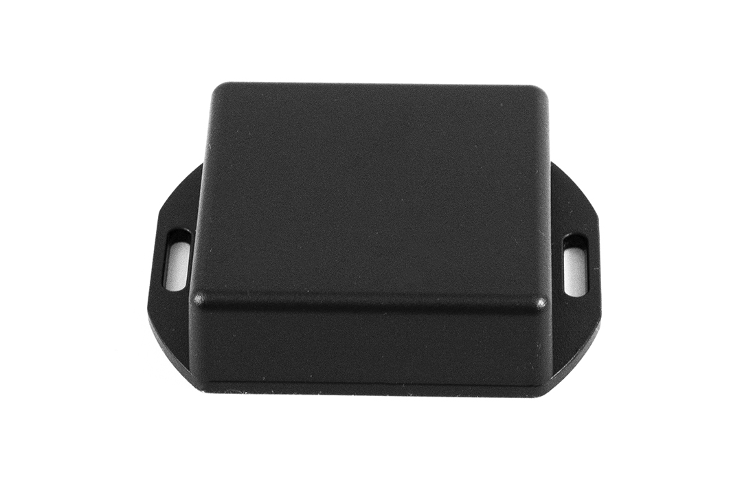 1551TFLBK black ABS miniature enclosure with flanged mounting lid, 60 x 60 x 20 mm