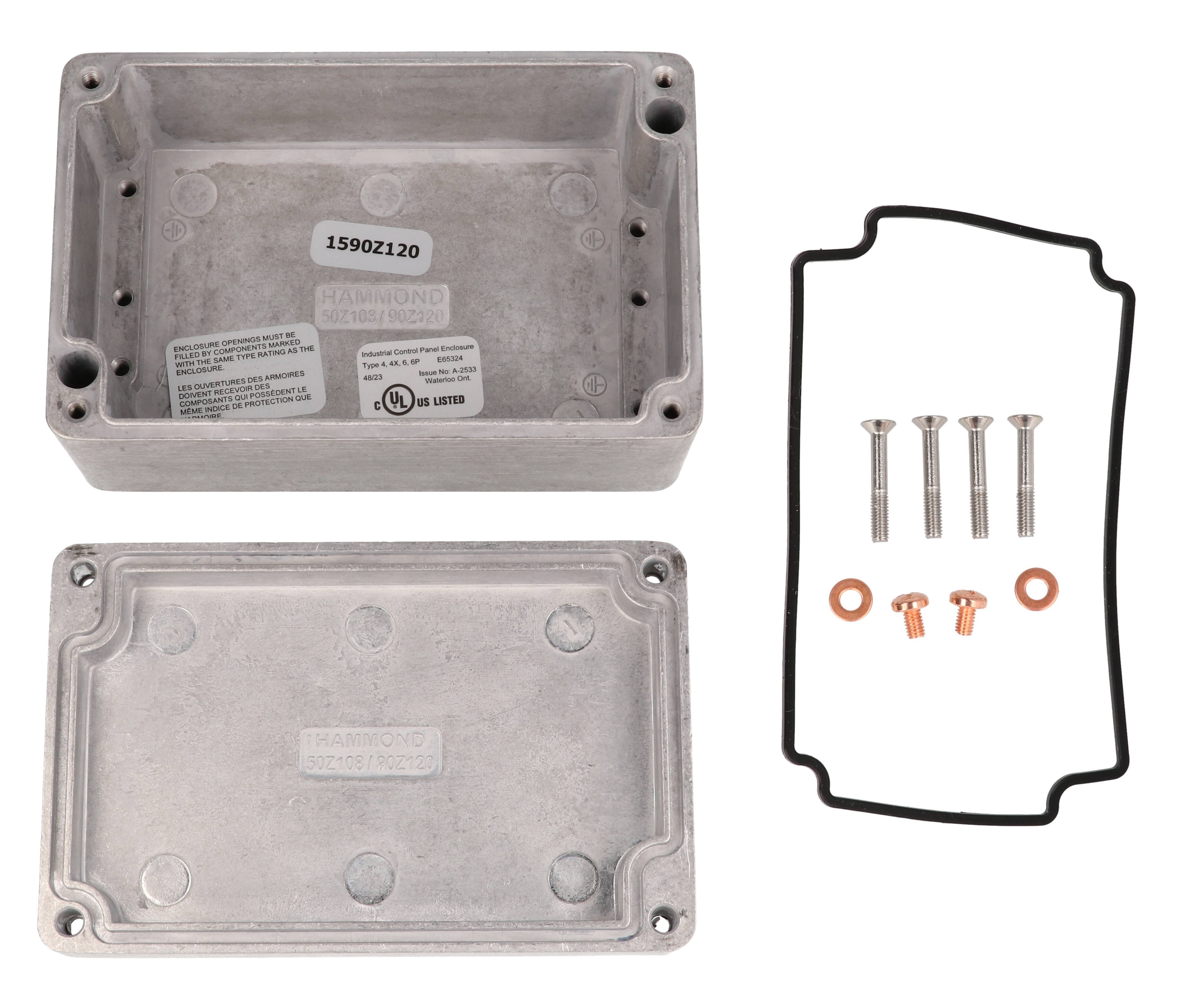 1590Z120 natural unpainted diecast aluminum enclosure, 125 x 80 x 59 mm
