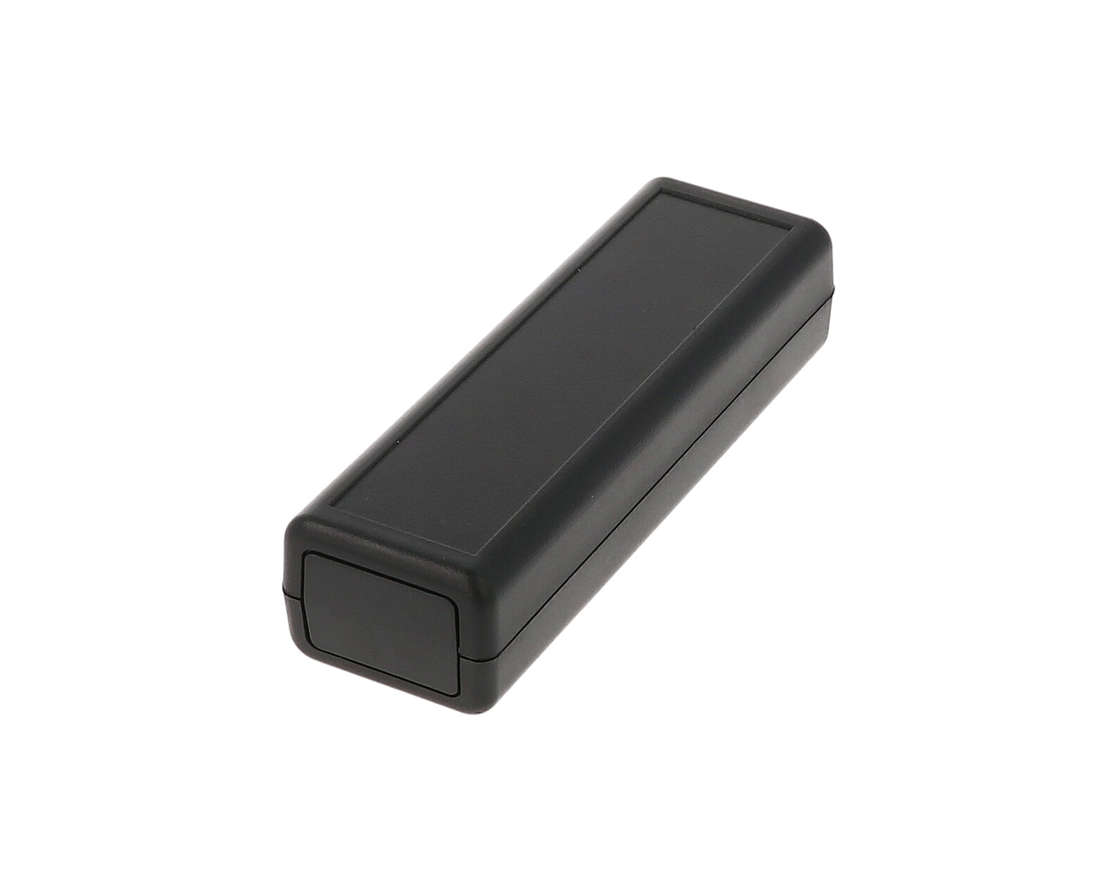 1593DBK slim black ABS hand held enclosure with end panels