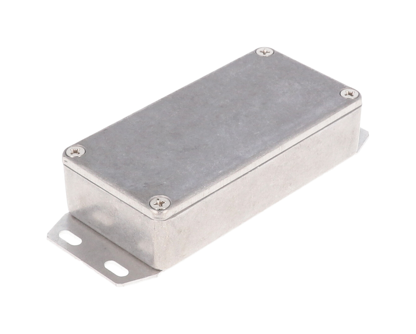 1590G2F natural diecast aluminum enclosure with welded bottom flange, 100 x 50 x 31 mm