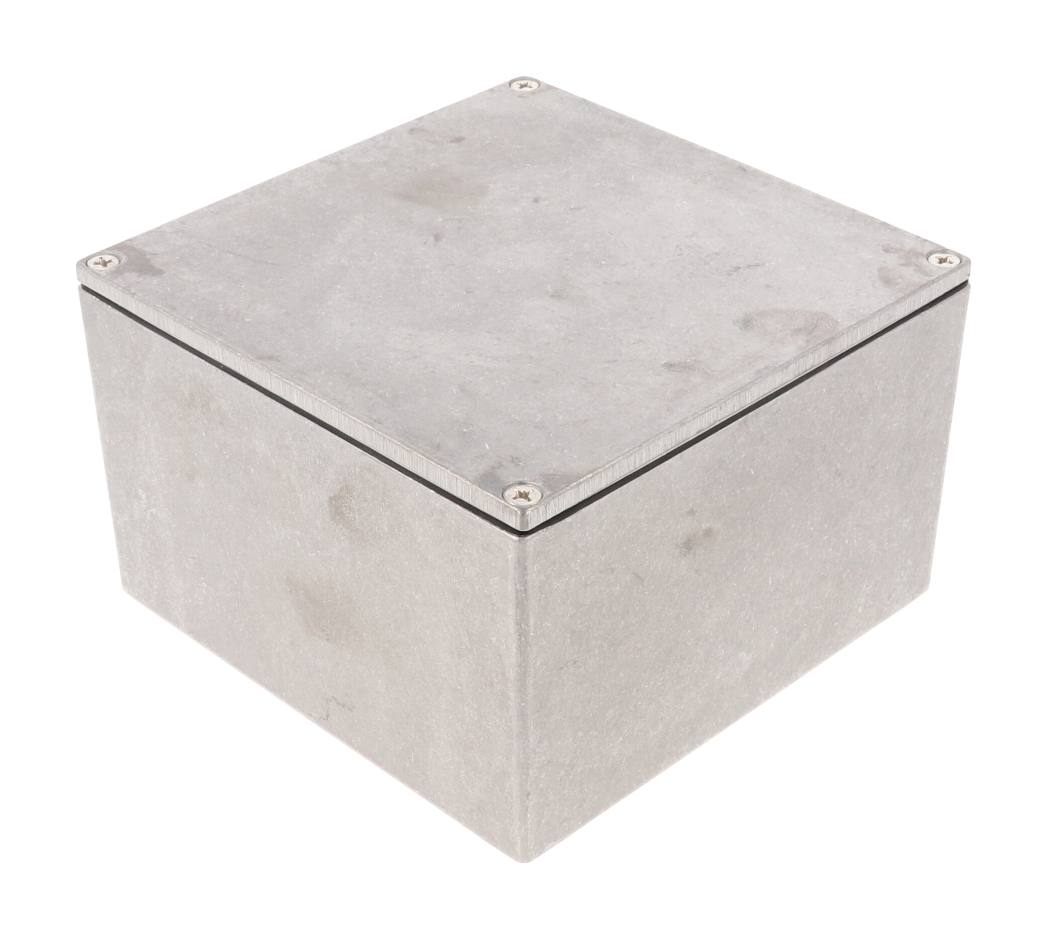 1590WK natural aluminum IP65 watertight diecast enclosure, 125 x 125 x 79 mm