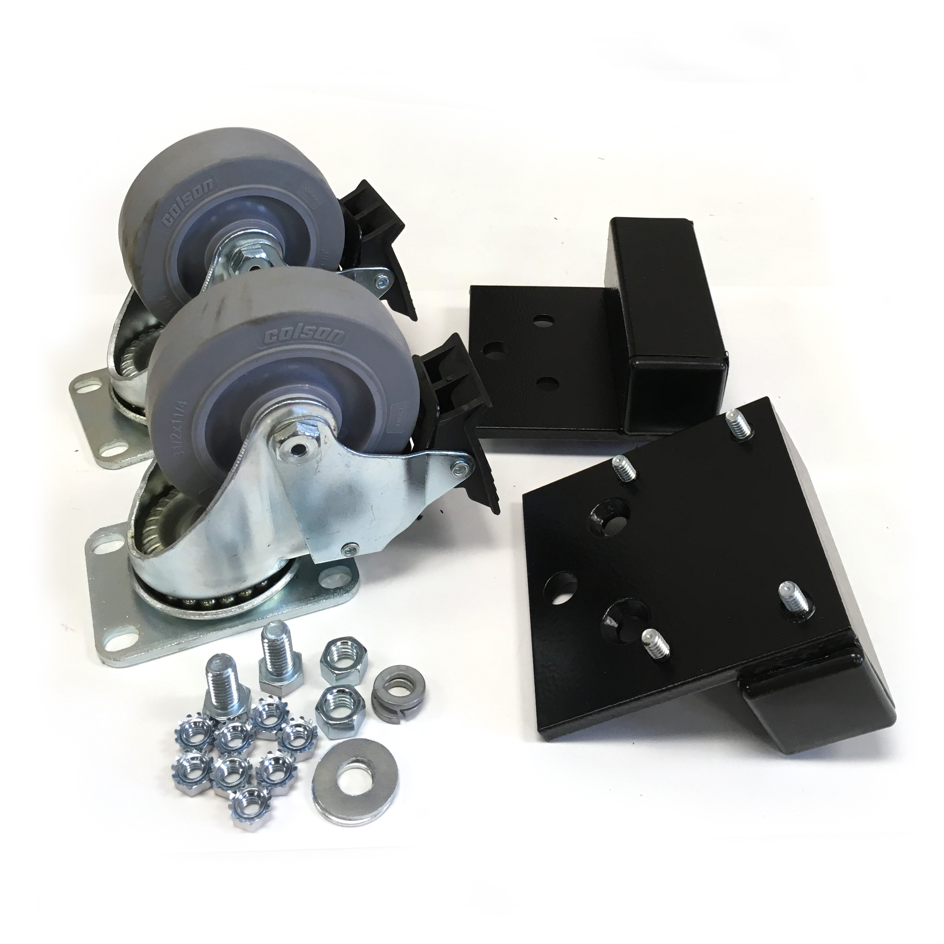 Hammond CCSTL low-profile locking swivel cabinet caster with 3.50 in grey composite wheel and black textured C2 mounting bracket