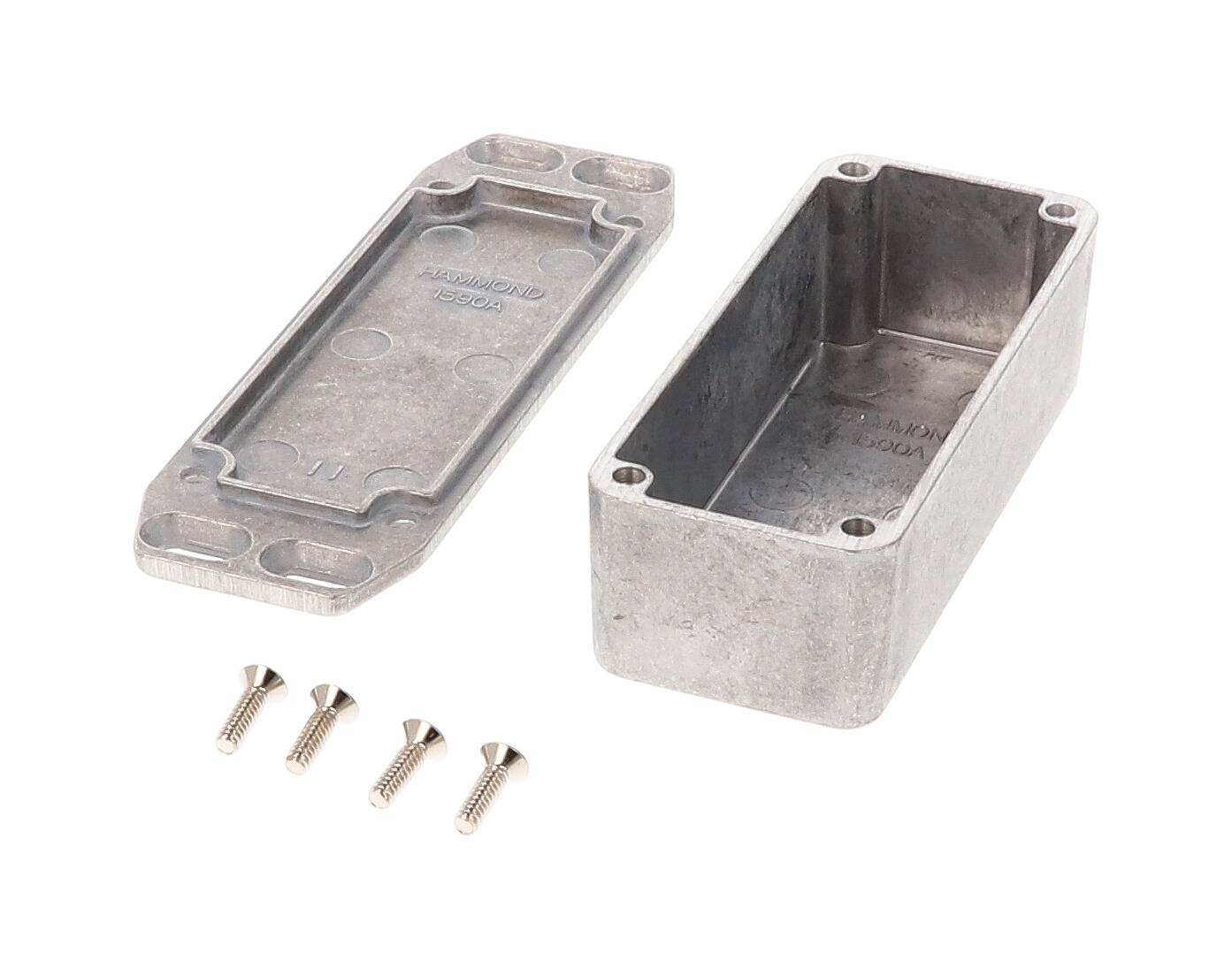1590AFL natural diecast aluminum enclosure with wall-mounting flanged lid