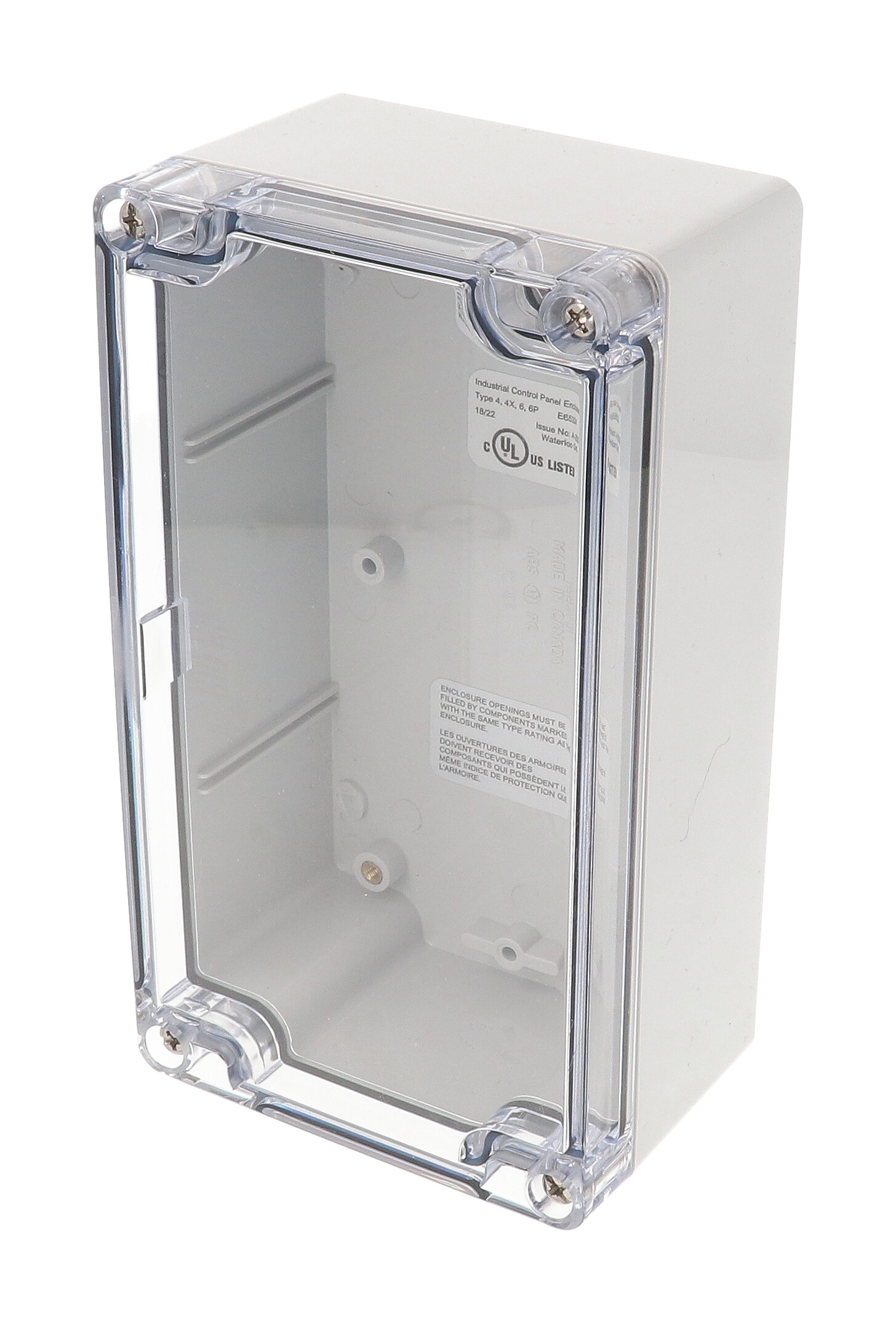 1554J2GYCL — RAL7035 grey polycarb plastic watertight enclosure, clear lid
