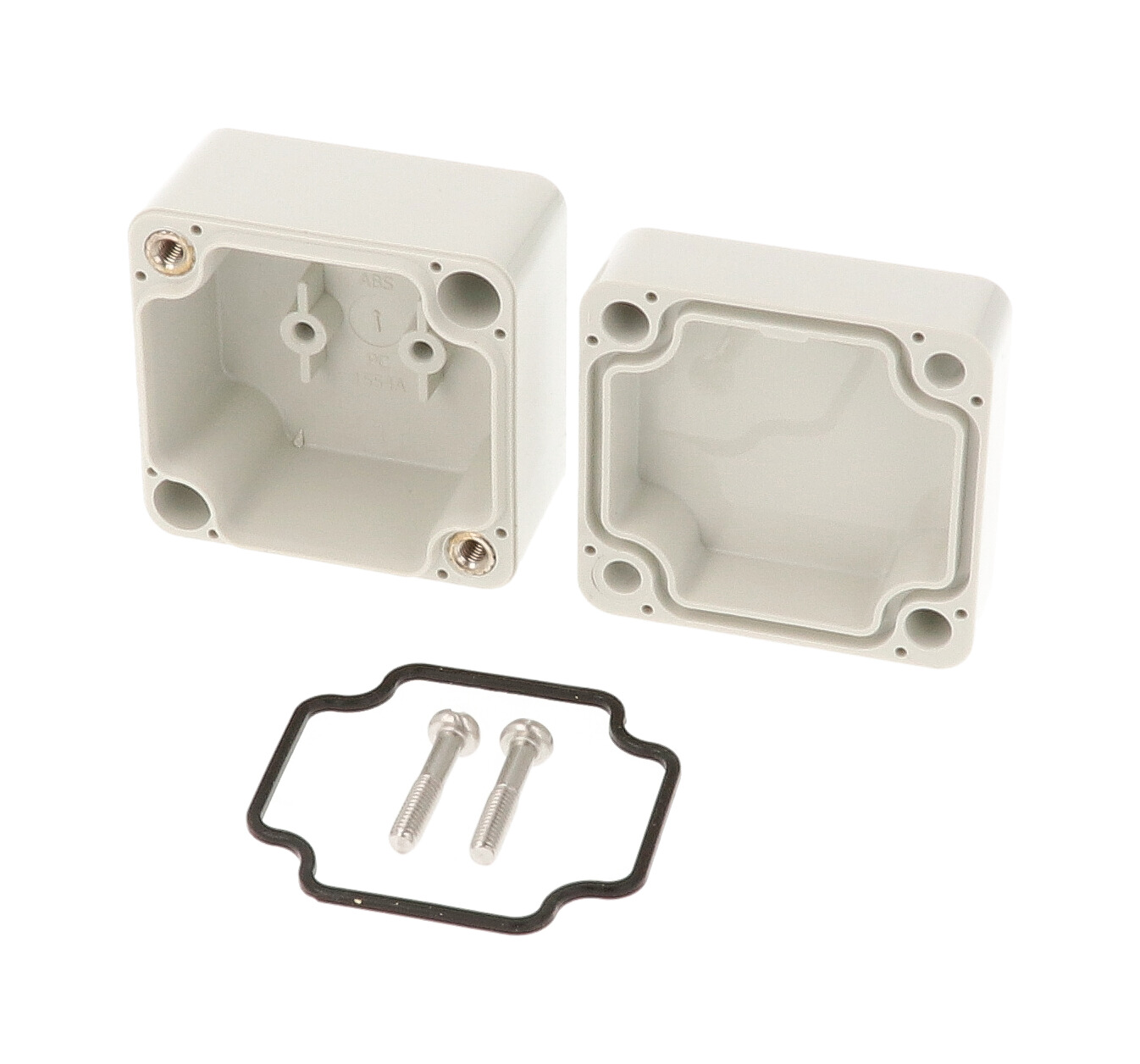 1554AGY light gray ABS watertight enclosure 52 x 50 x 40 mm with screw-cover lid