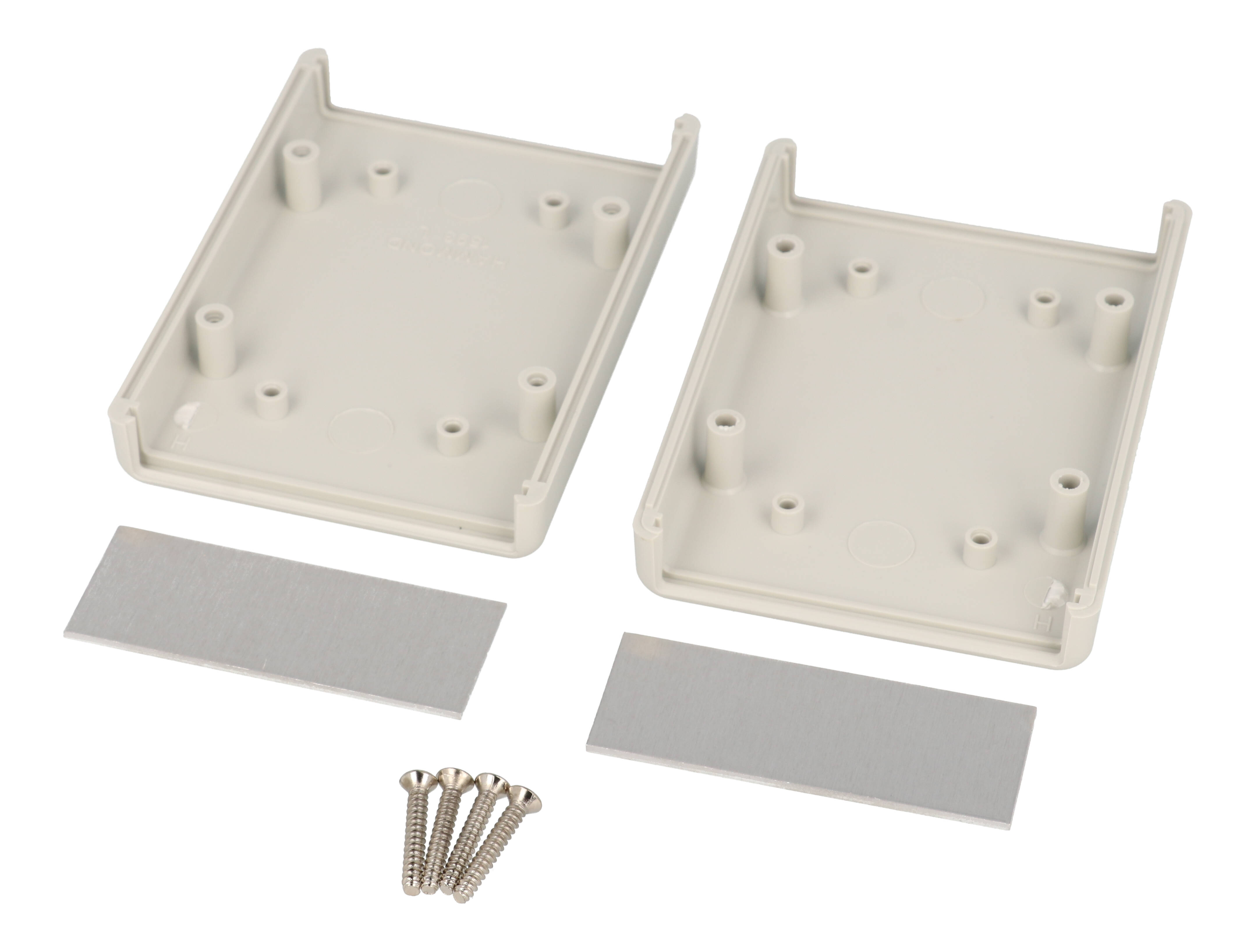 1593LALGY light gray ABS handheld enclosure with aluminum end panels