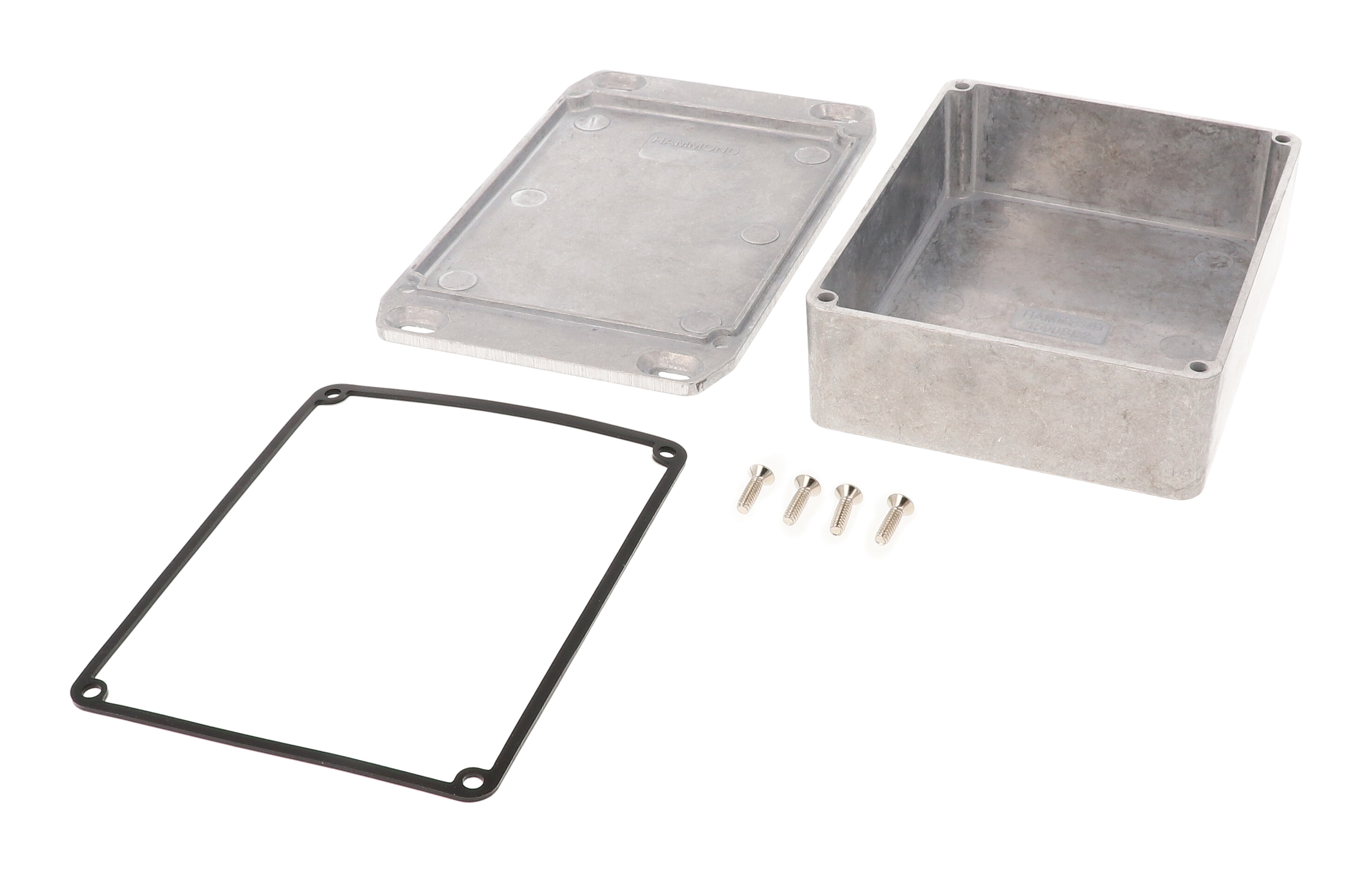 1590WBB2FL natural aluminum water-tight diecast enclosure with wall-mounting flanged lid