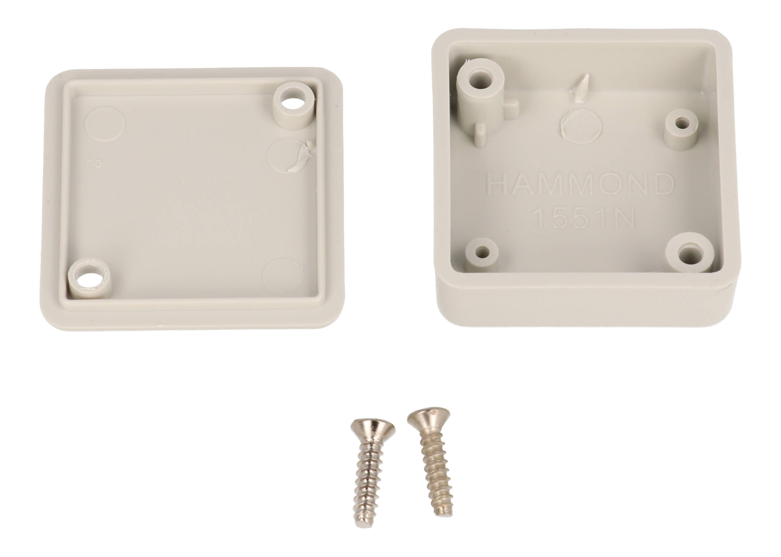1551NGY light gray ABS shallow miniature enclosure, 35 x 35 x 15 mm